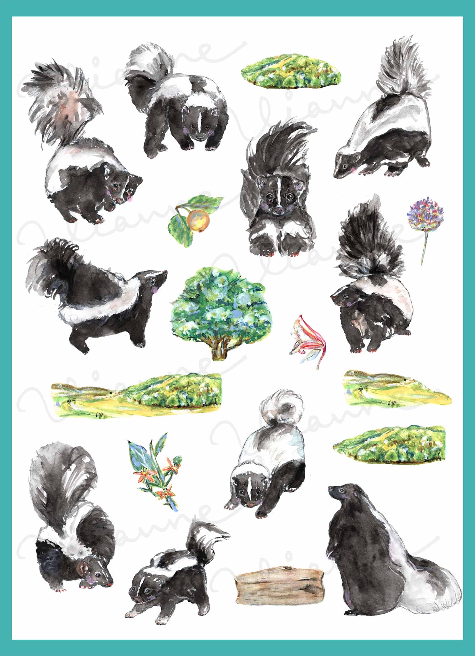 Skunks Clipart Set