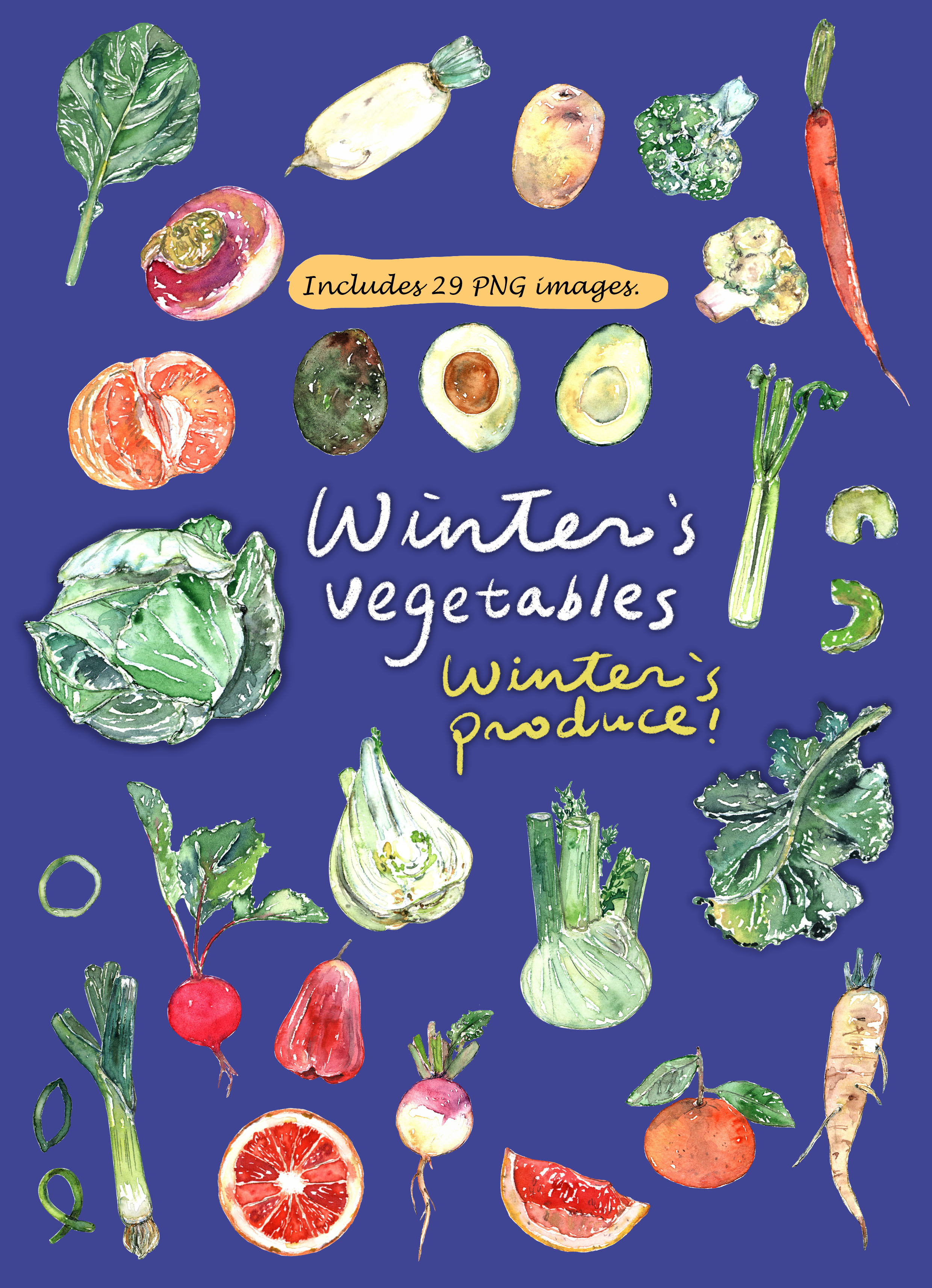 Winter Farmer's Market Clipart Set
