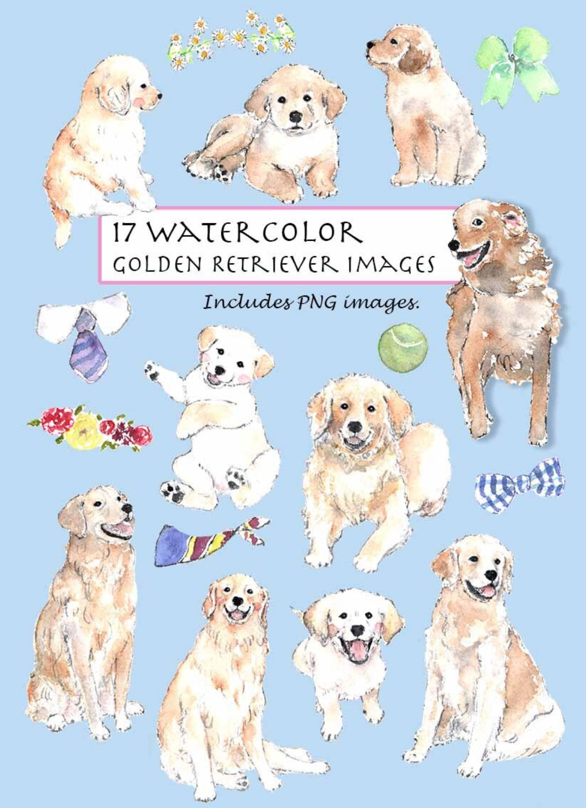 Golden Retriever Clipart Set