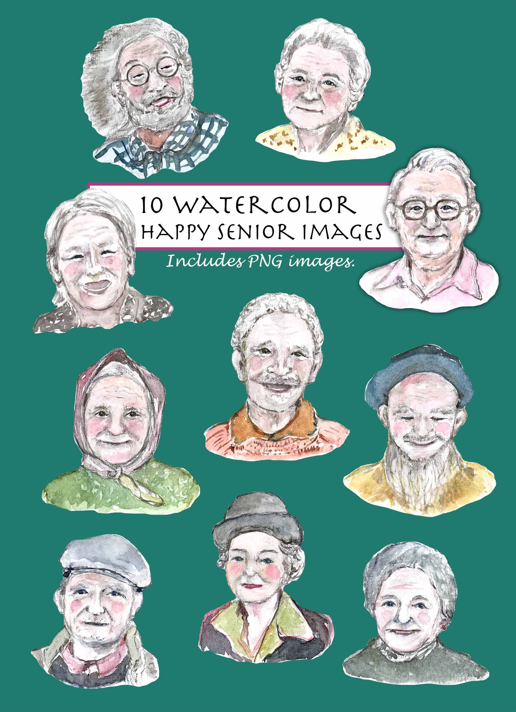 Happy Senior Clipart Set