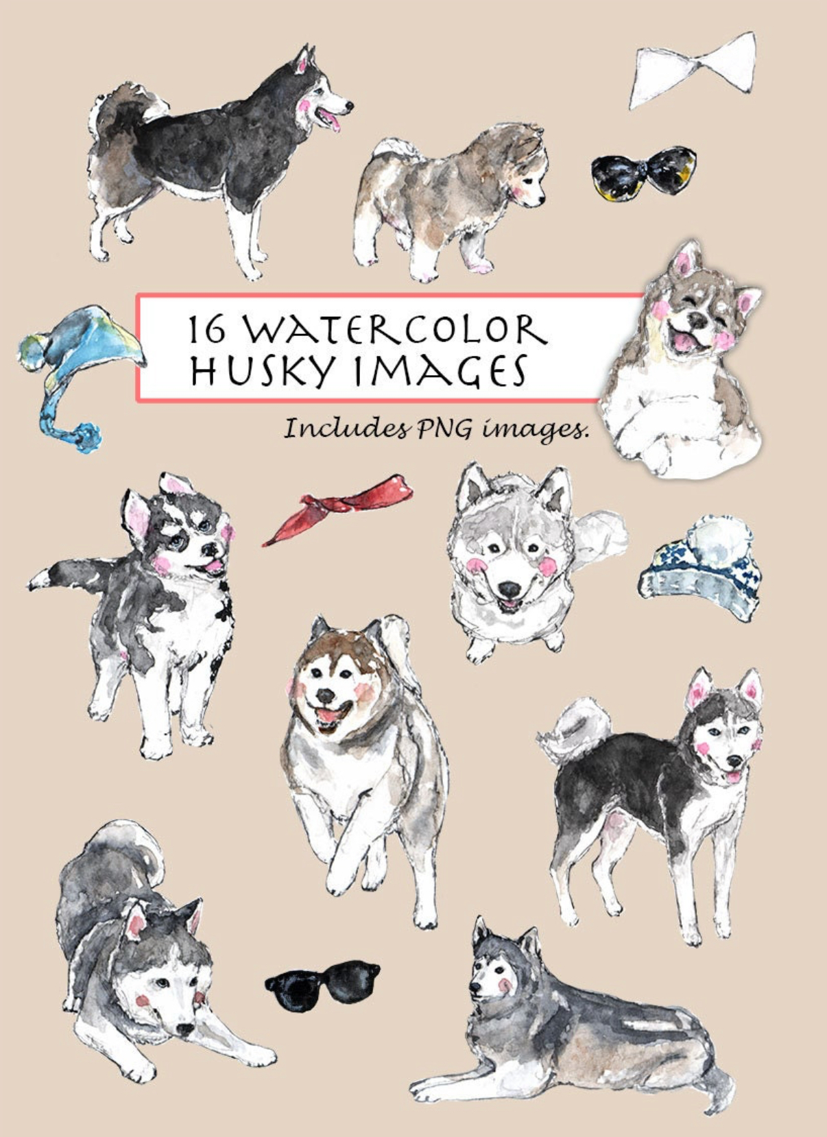 Husky Clipart Set