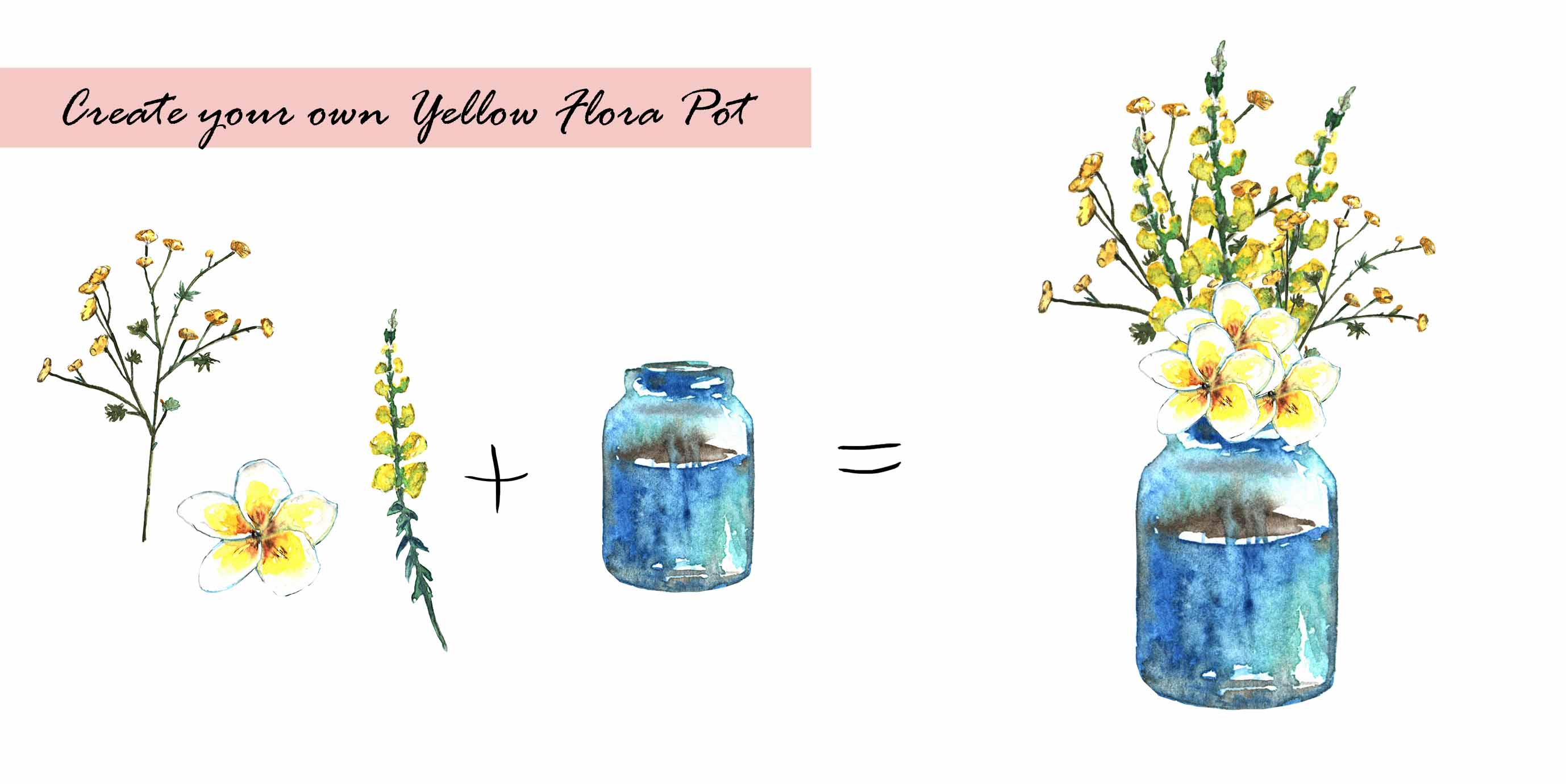 Yellow Flora Clipart Set