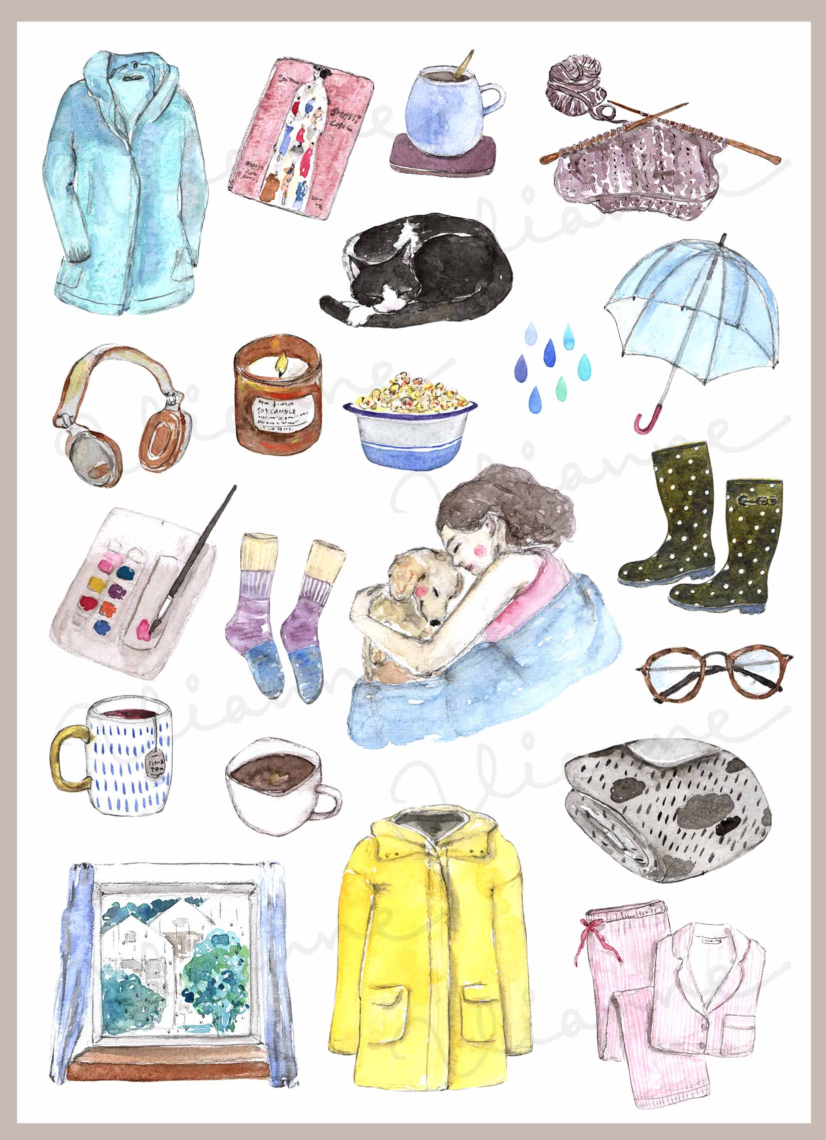 Rainy day Clipart Set