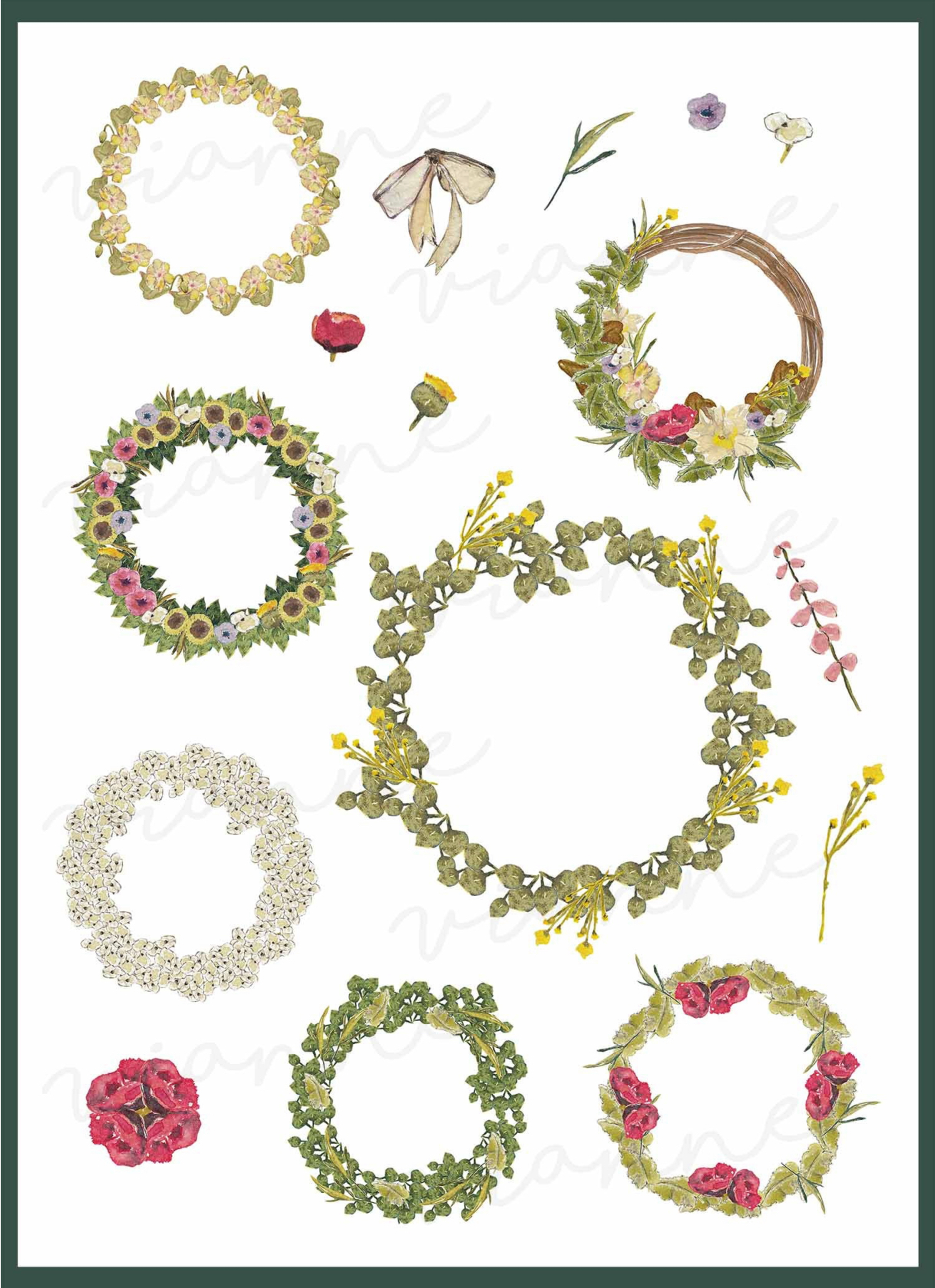 Vintage Wreath Clipart Set