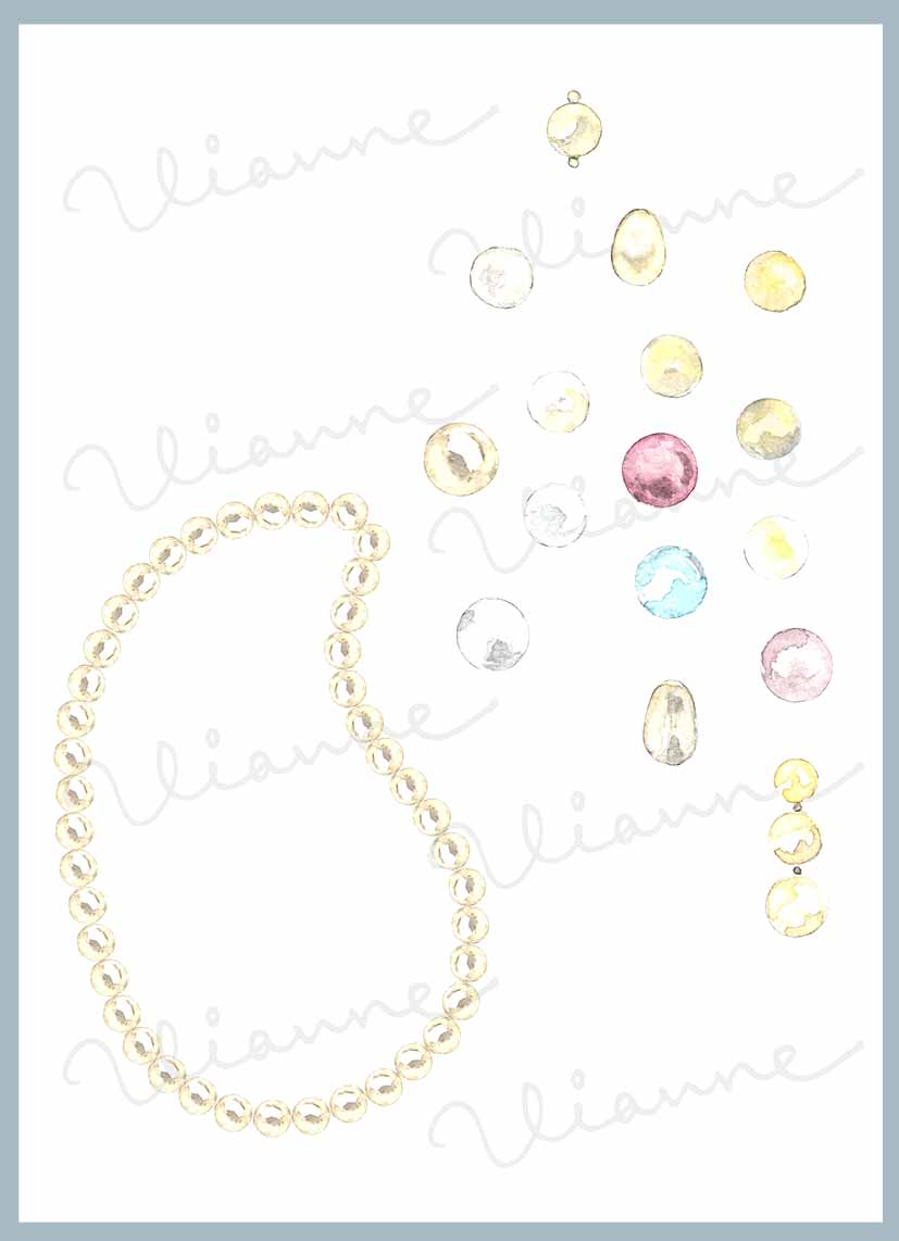 Watercolor Pearls Clipart Set