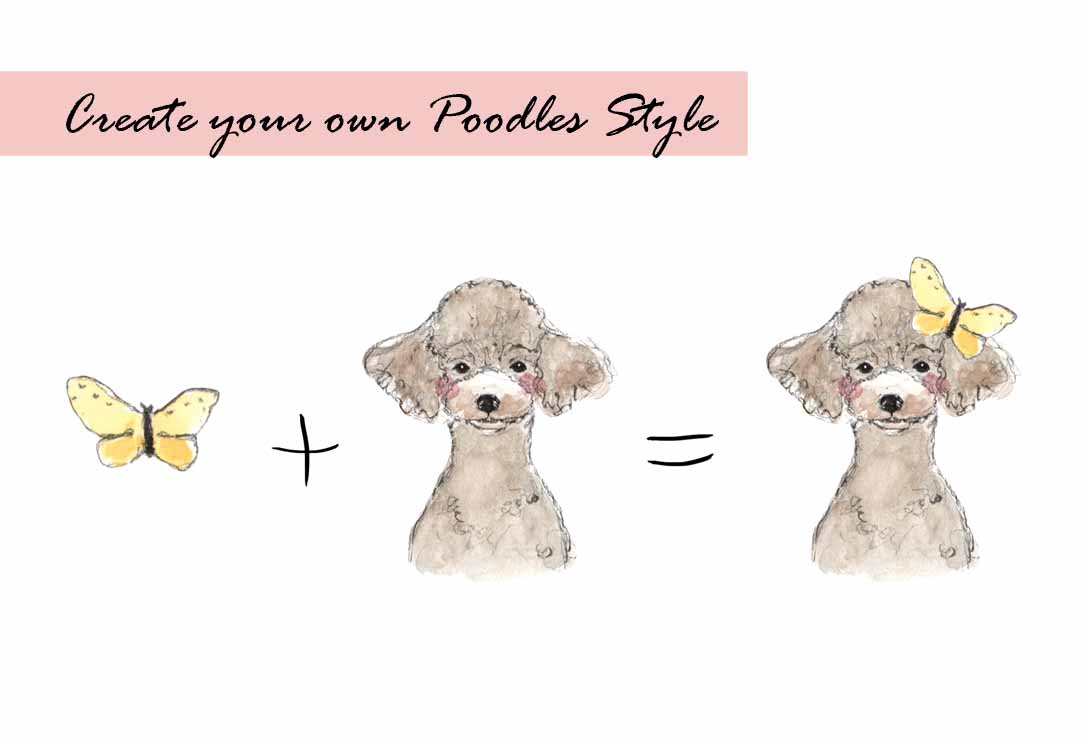Poodles & Hair Bows Clipart Set