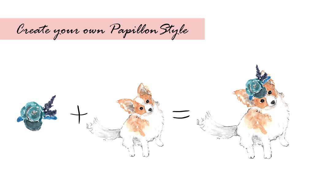 Papillon Dog Clipart Set