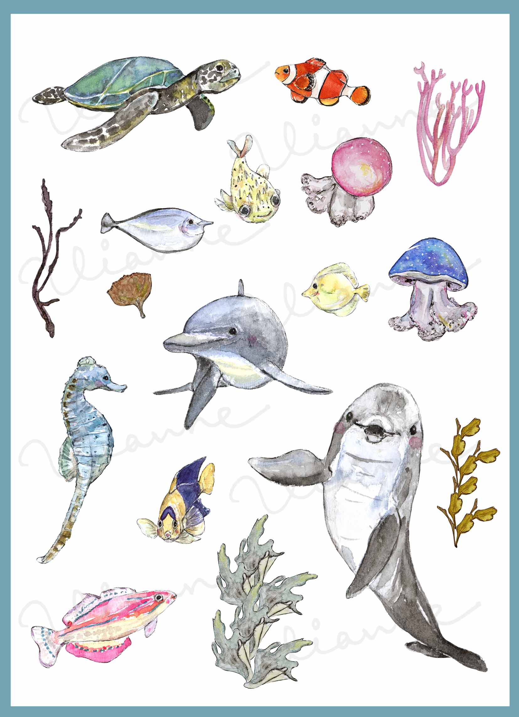 Sea Creatures Clipart Set