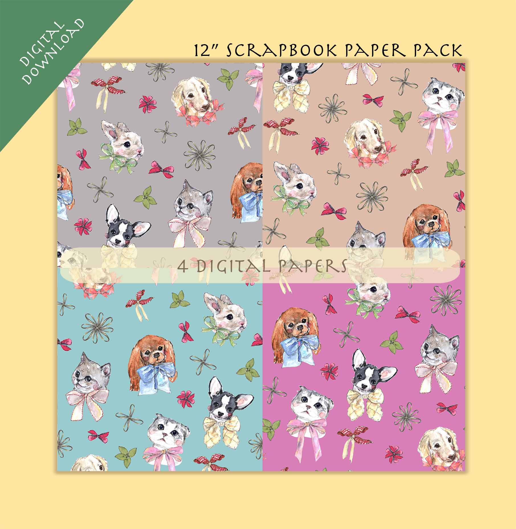 Ribbons With Puppies Paper