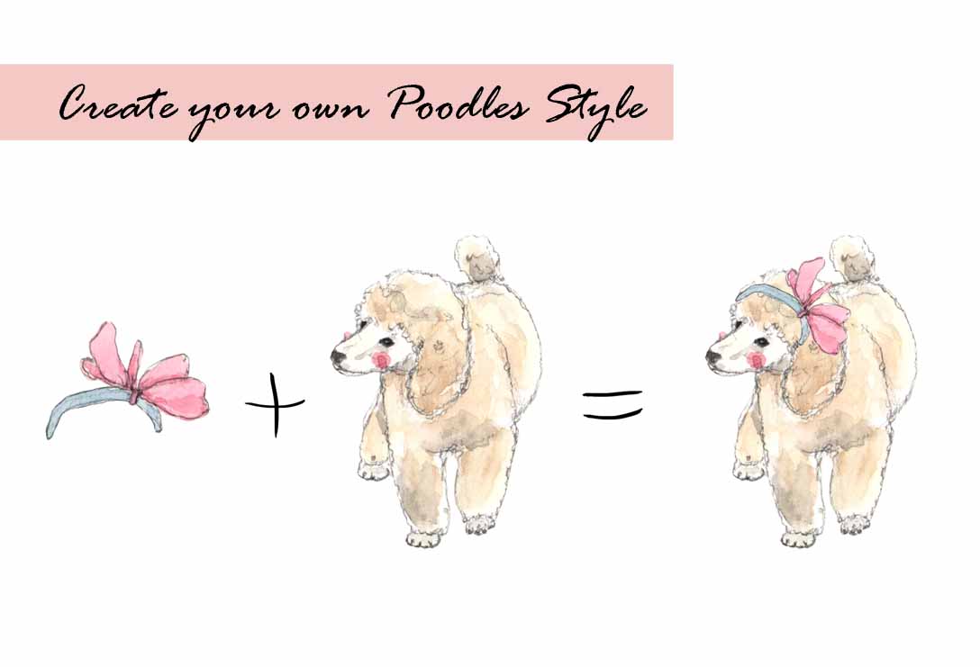 Poodles & Hair Bows Clipart Set