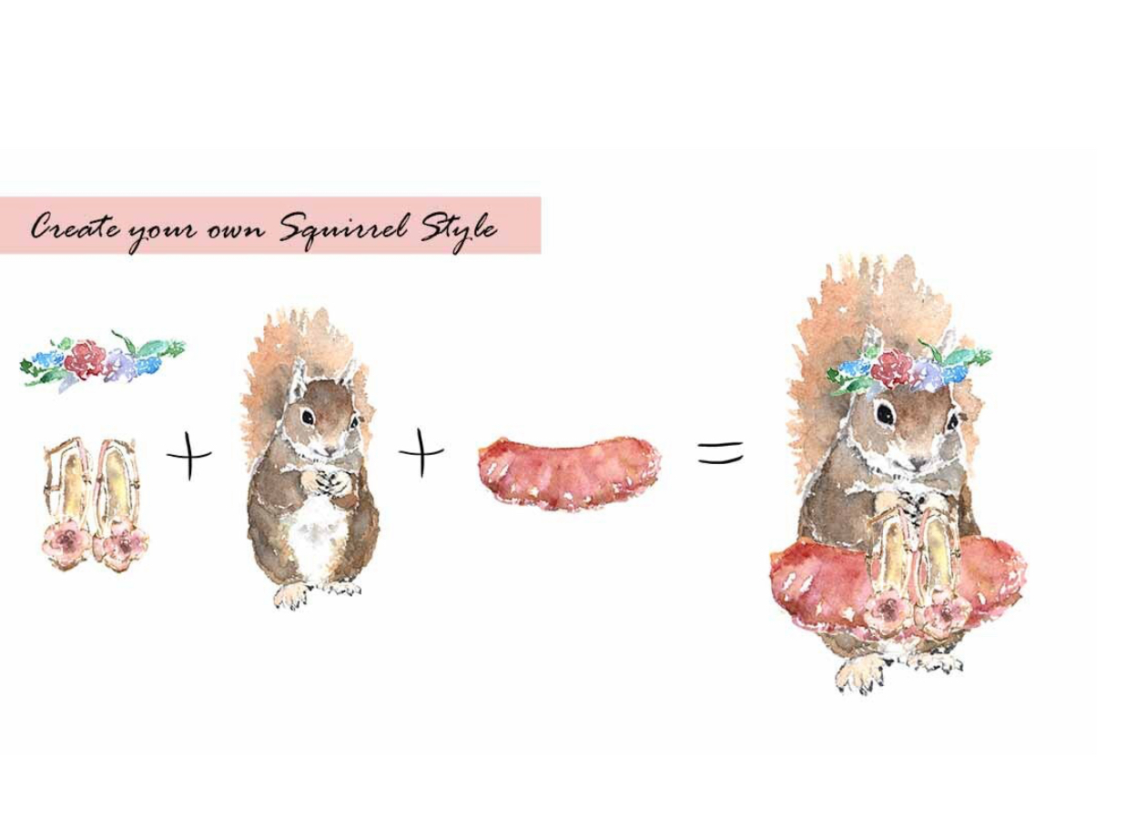 Squirrel Bride Clipart Set