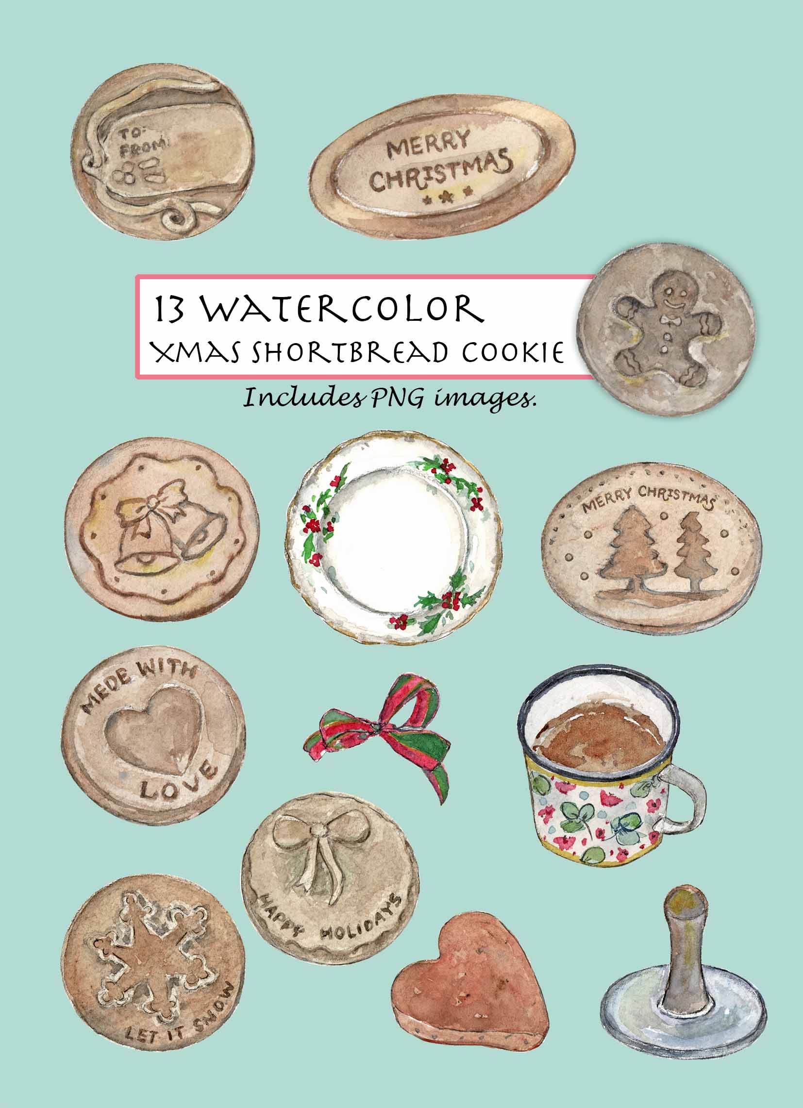 Xmas Shortbread Cookie Clipart Set