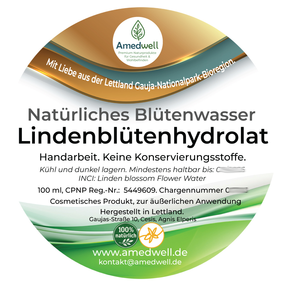 Natürliches Blütenwasser Lindenblütenhydrolat. 100 ML.