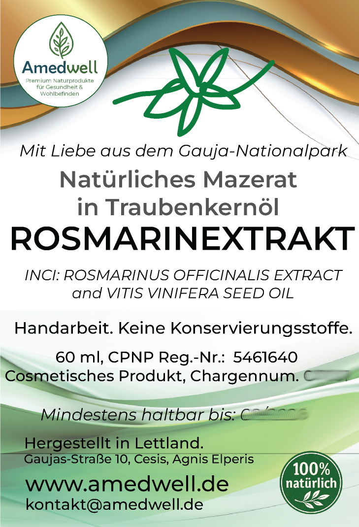 Natürliches Rosmarinextract - Mazerat 60 ML