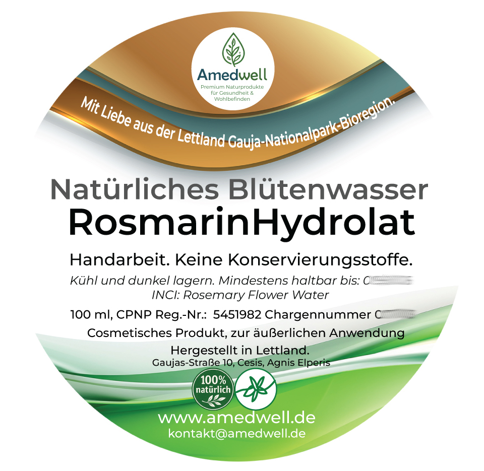 Natürliches Blütenwasser RosmarinHydrolat. 100 ML.