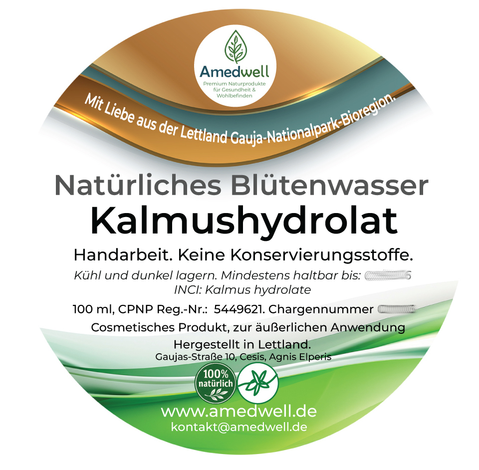 Natürliches Blütenwasser Kalmushydrolat. 100 ML.