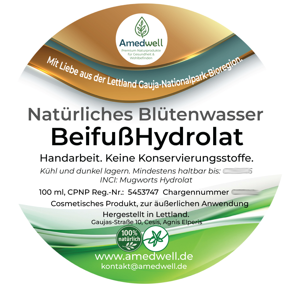 Natürliches Blütenwasser BeifußHydrolat. 100 ML.