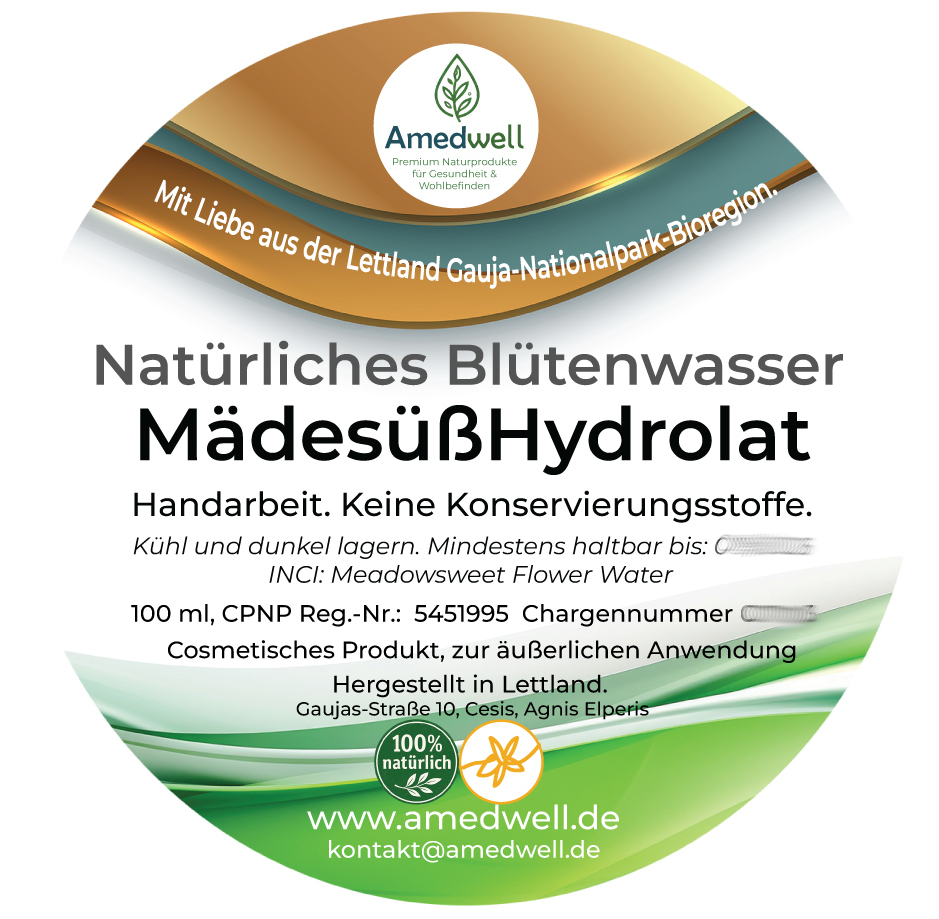 Natürliches Blütenwasser MädesüßHydrolat. 100 ML.