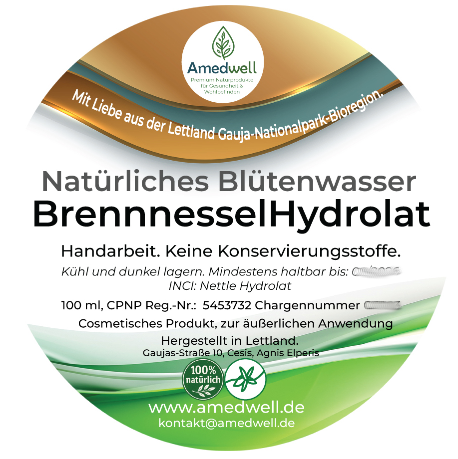 Natürliches Blütenwasser BrennnesselHydrolat. 100 ML.