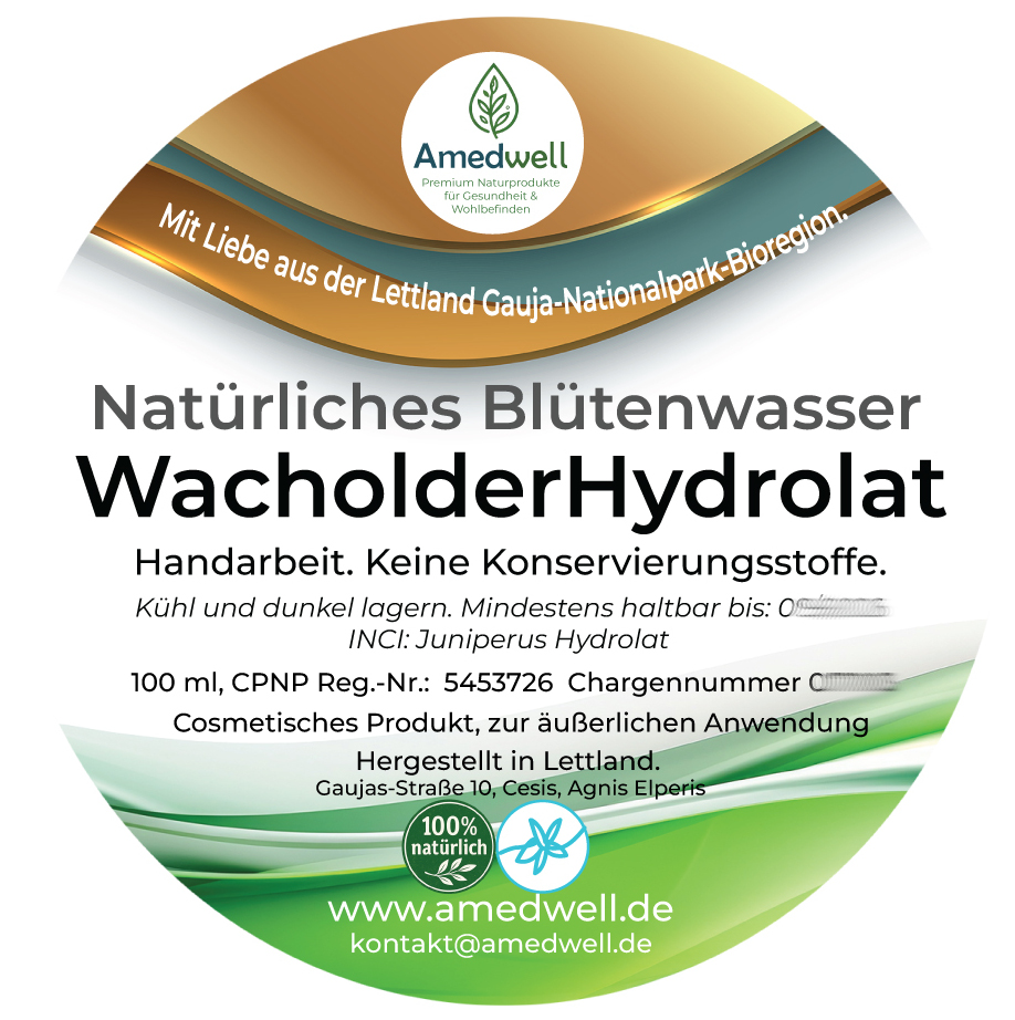 Natürliches Blütenwasser WacholderHydrolat. 100 ML.