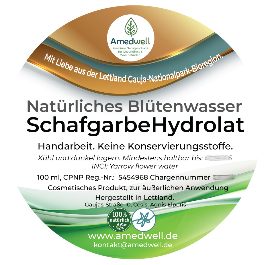 Natürliches Blütenwasser SchafgarbeHydrolat. 100 ML.