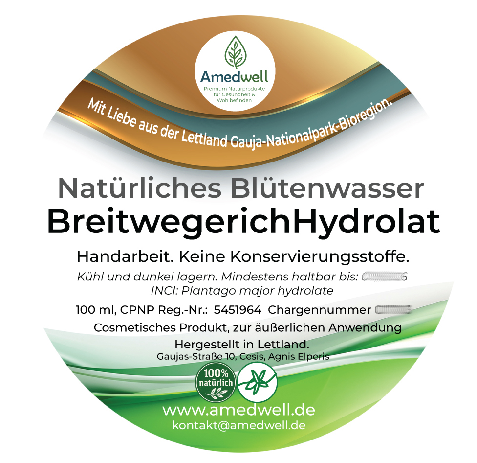 Natürliches Blütenwasser BreitwegerichHydrolat. 100 ML.
