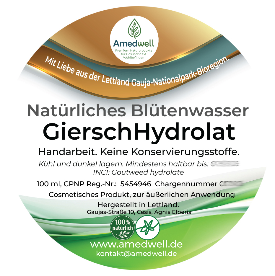 Natürliches Blütenwasser GierschHydrolat. 100 ML.