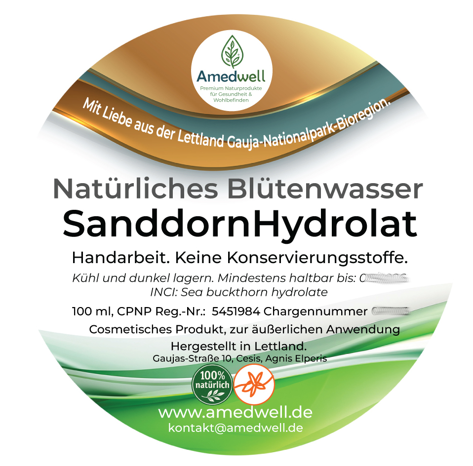 Natürliches Blütenwasser SanddornHydrolat. 100 ML.