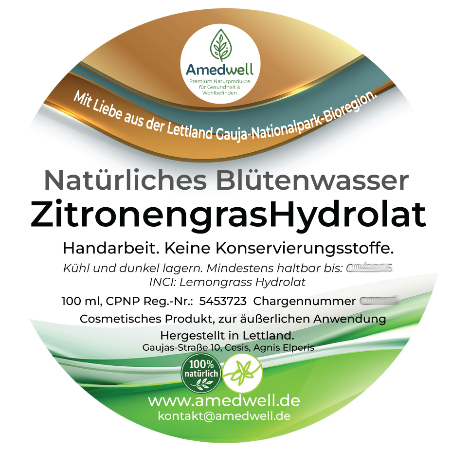 Natürliches Blütenwasser ZitronengrasHydrolat. 100 ML.