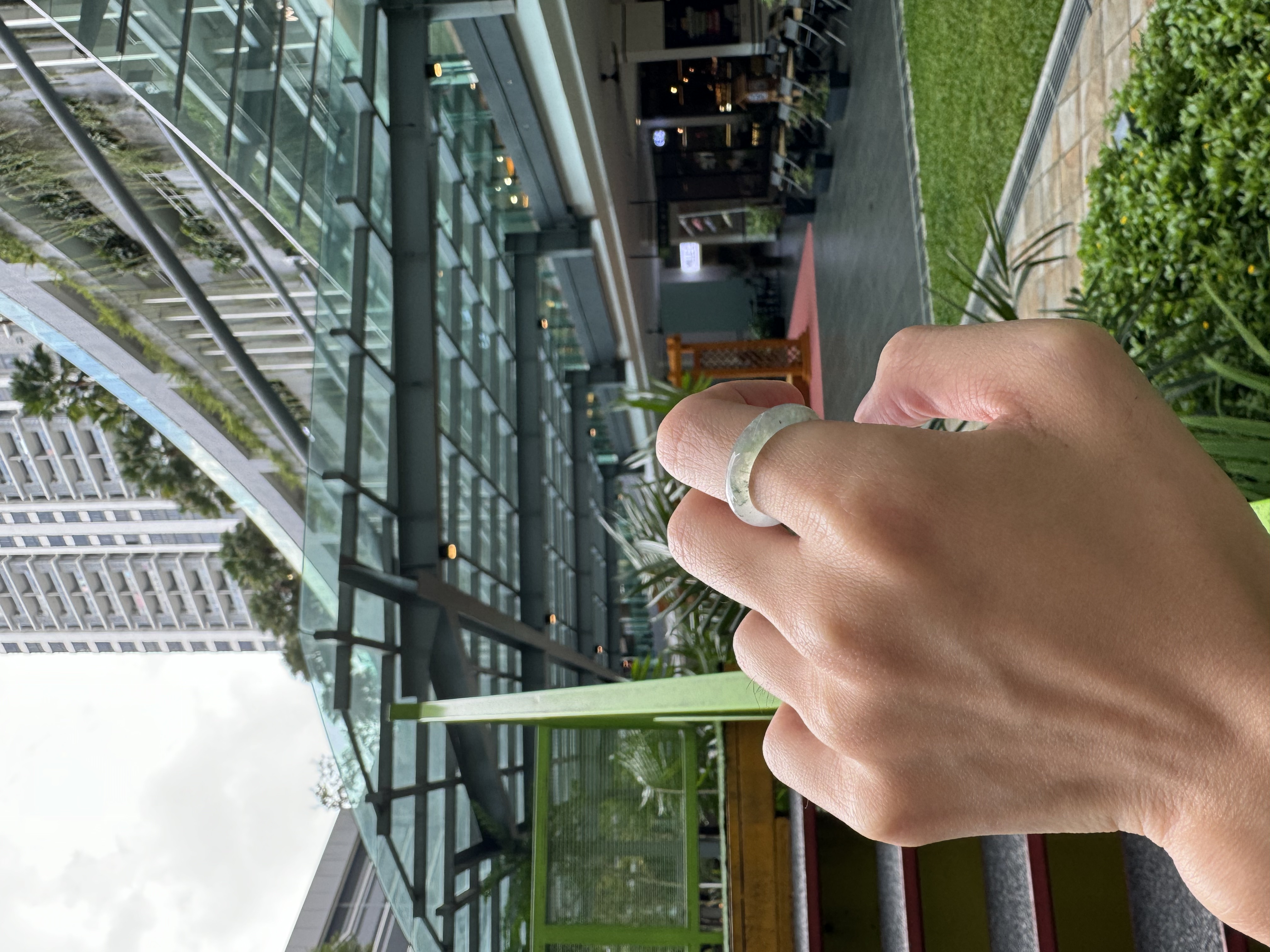 Icy Bluish Floral Jadeite Ring