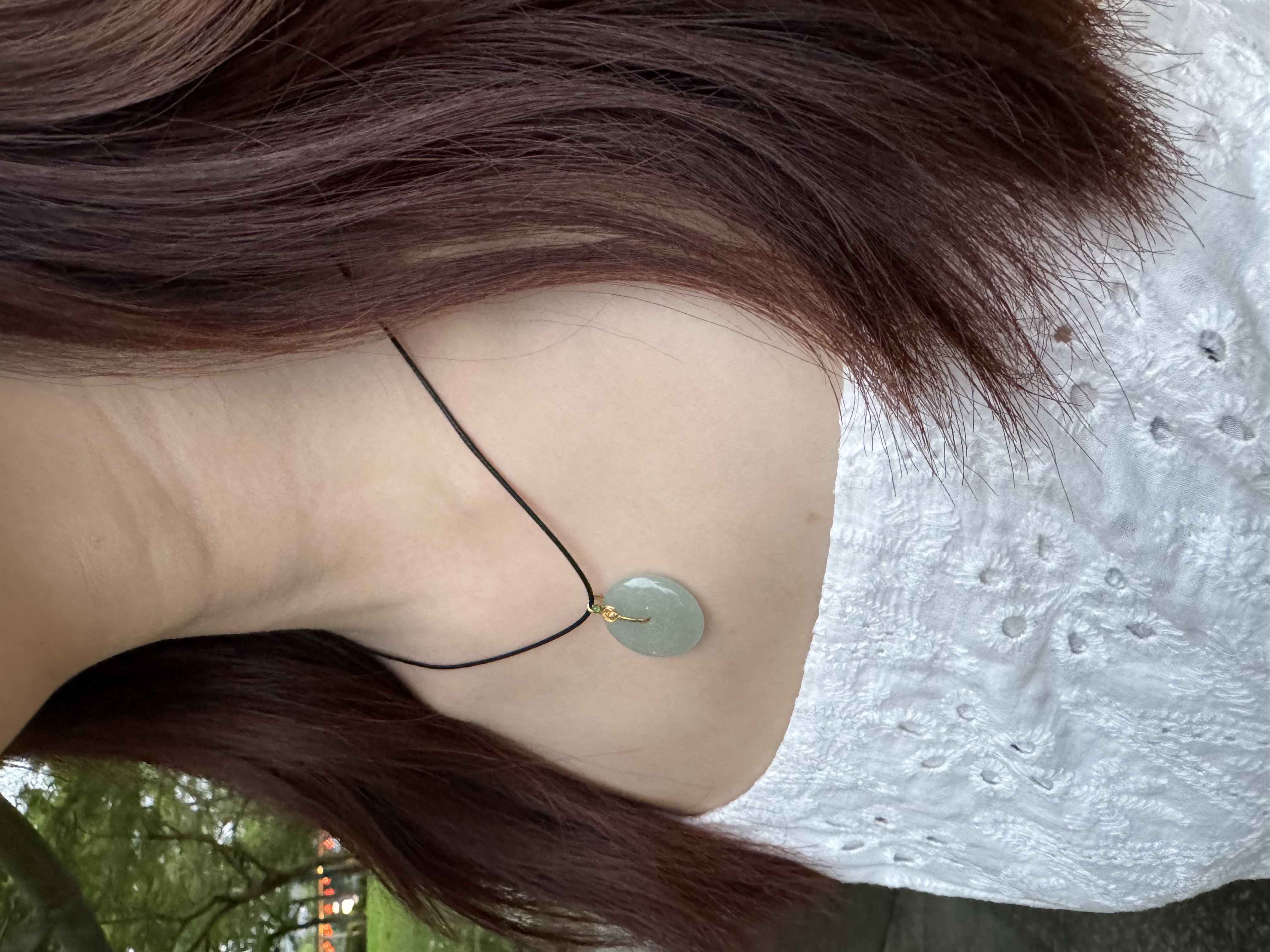 Green Round Buckle Jadeite Pendant 18K