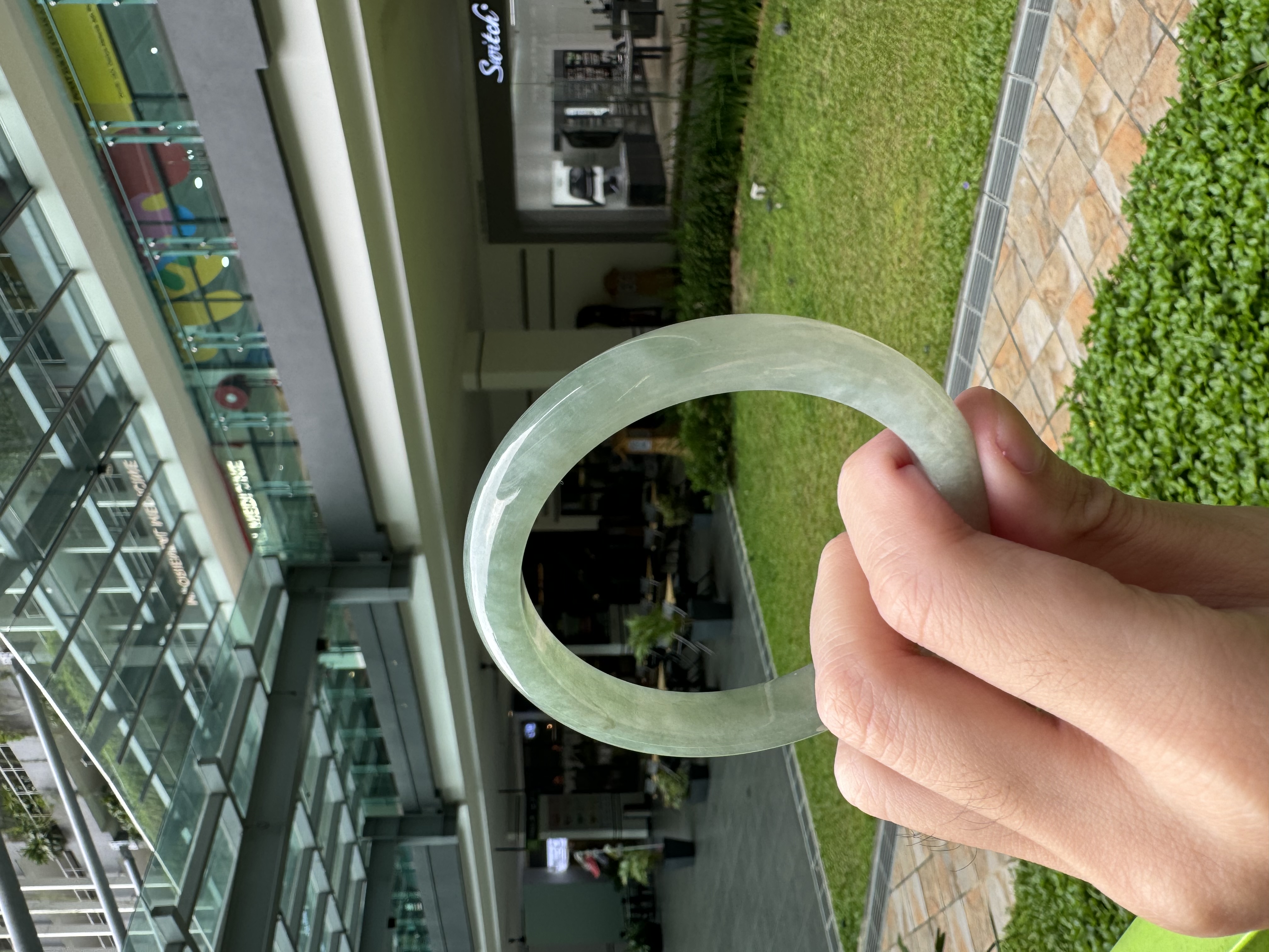 Half Mountain Water Jadeite Bangle 60.8mm