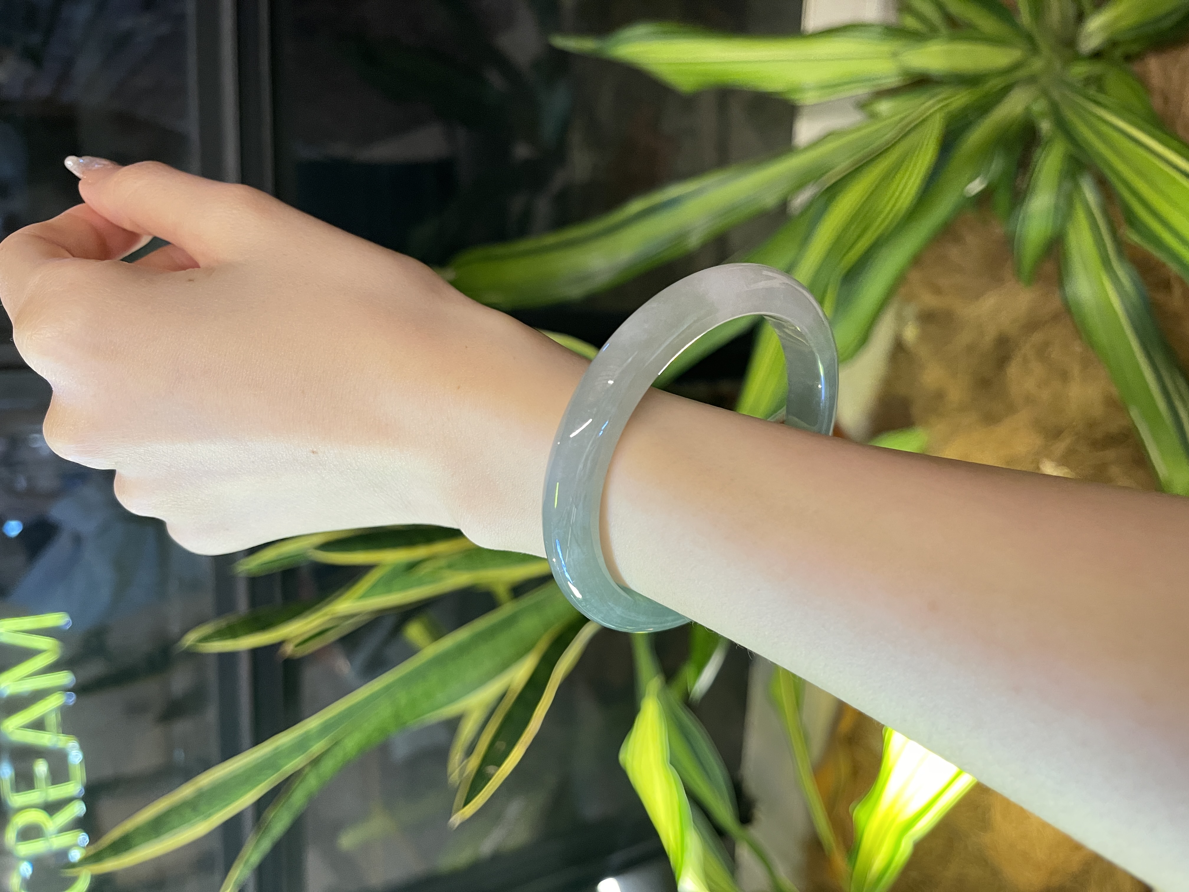 Half Mountain Water Jadeite Bangle 60.8mm