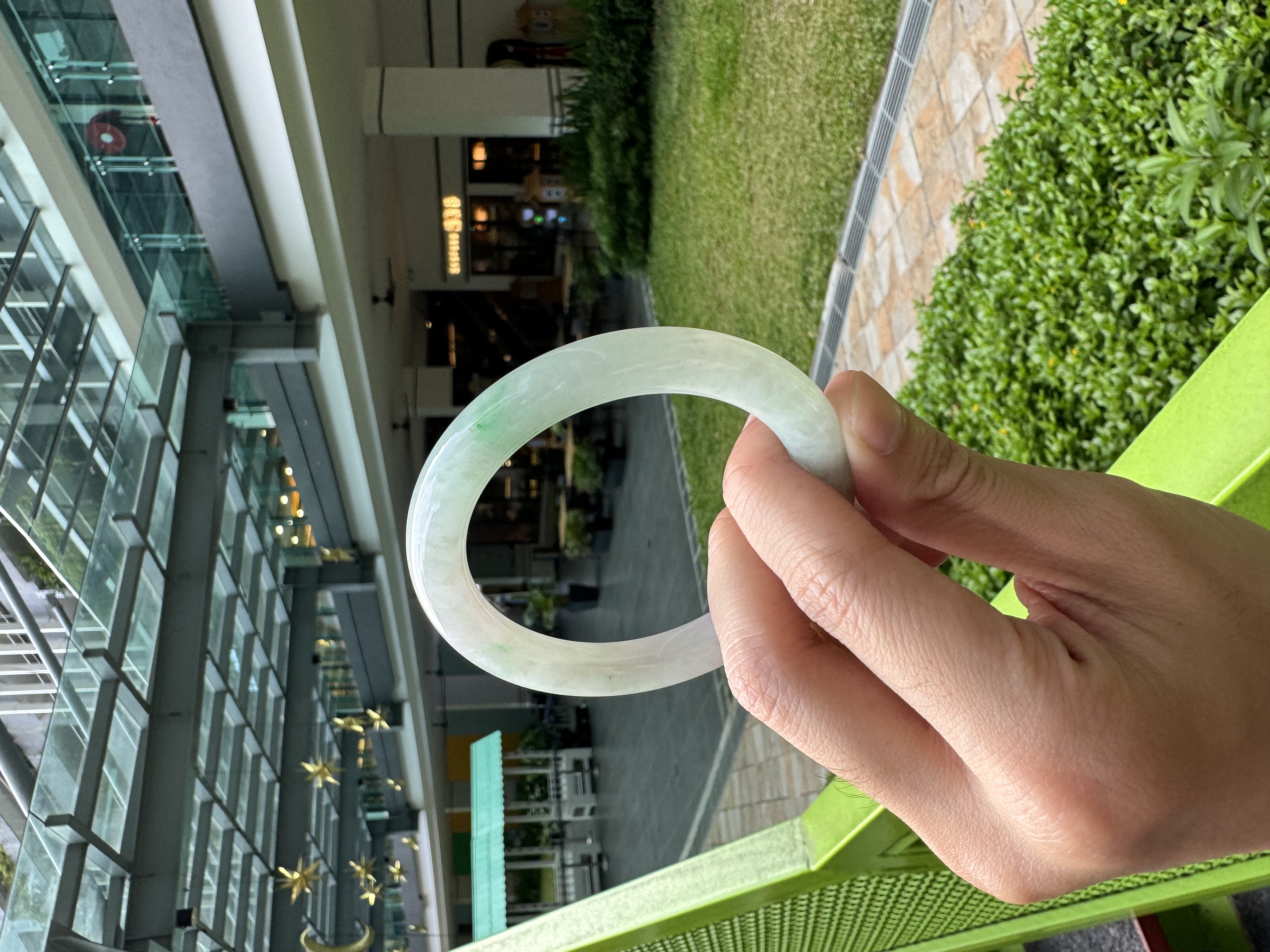 Soft Lavender-Green Jadeite Bangle 55.5mm