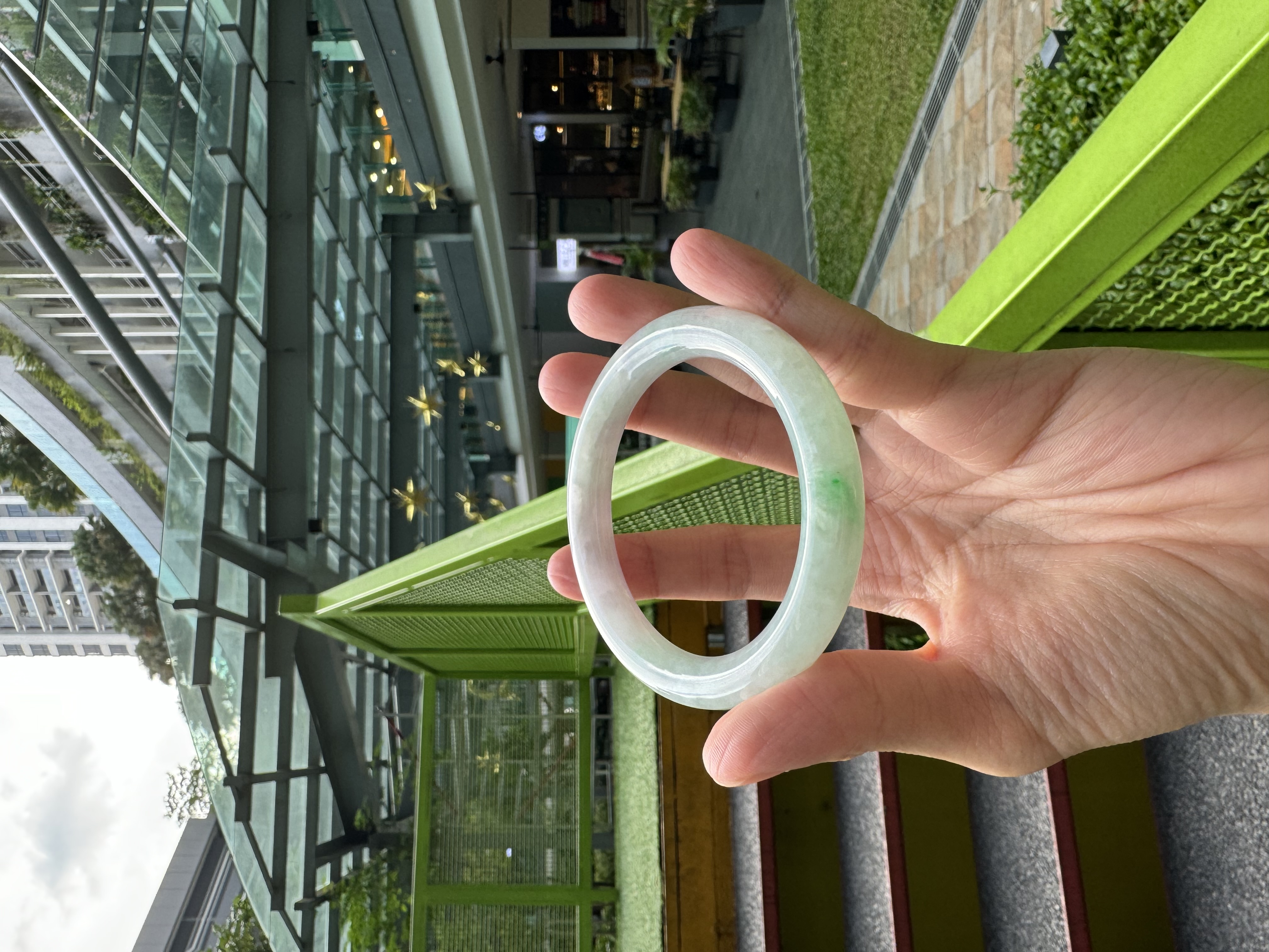 Soft Lavender-Green Jadeite Bangle 55.5mm