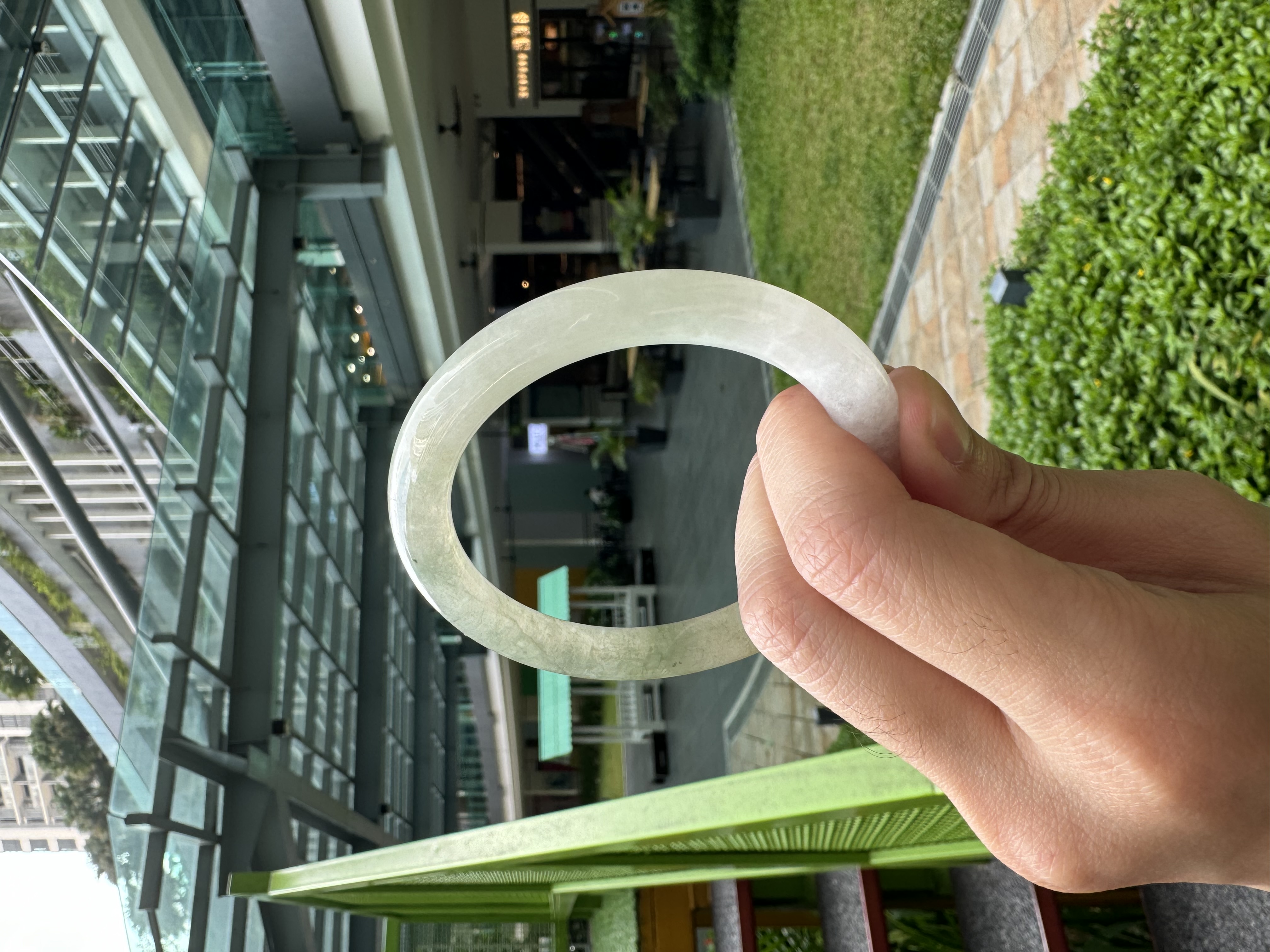 Half Mountain Water Jadeite Bangle 56.5mm