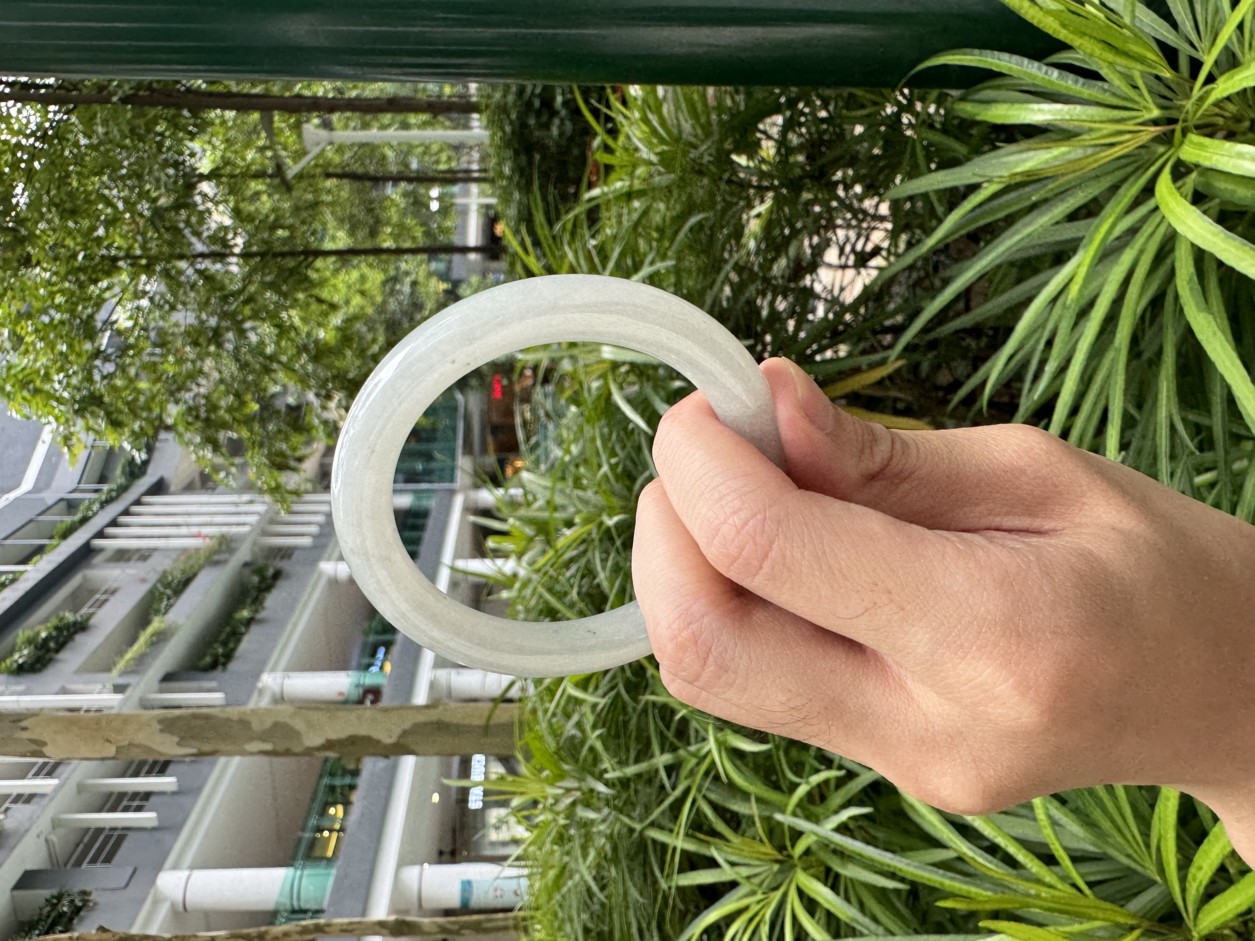 Glazed Moonlight Jadeite Bangle 54mm