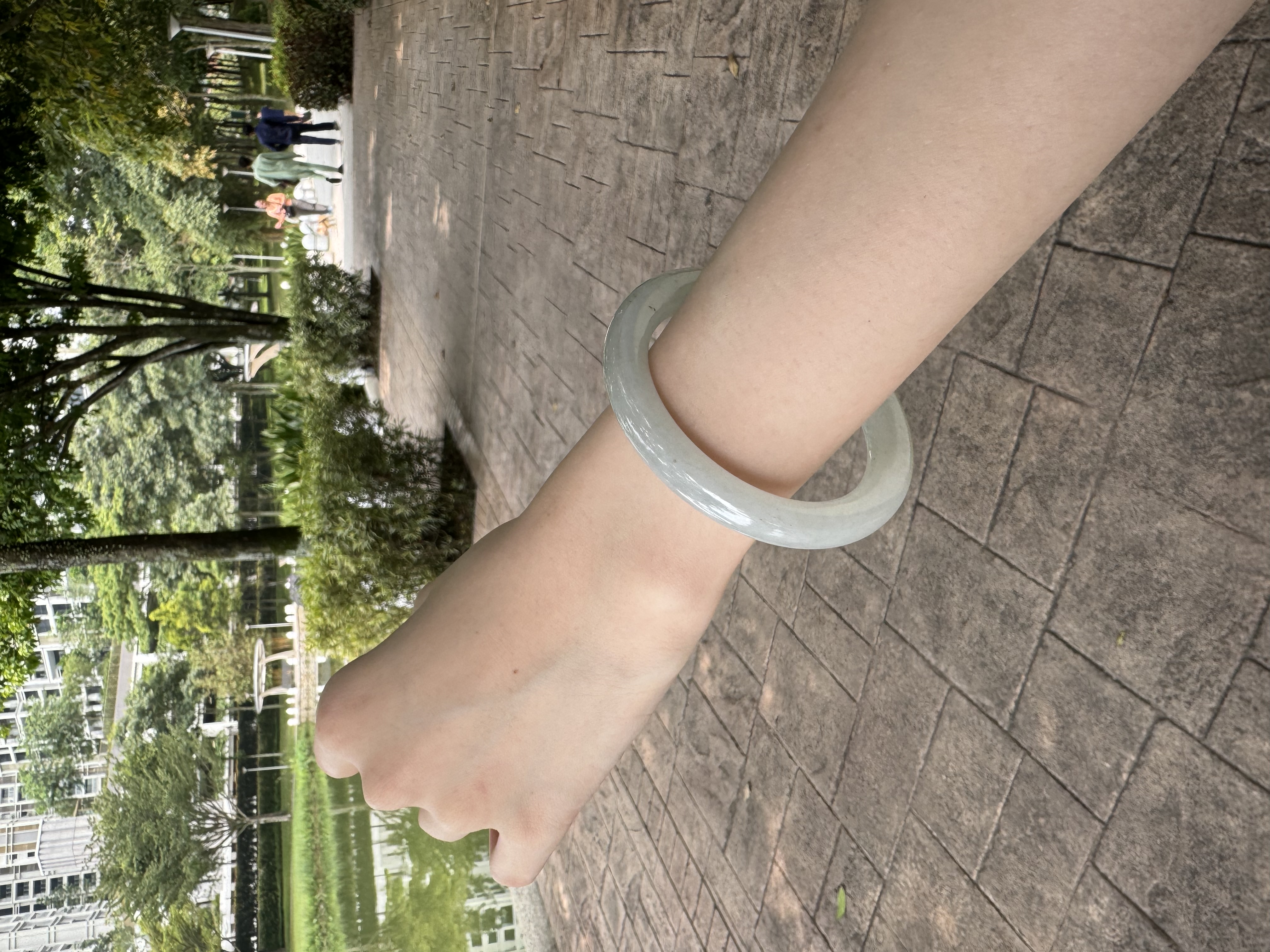 Glazed Moonlight Jadeite Bangle 54mm