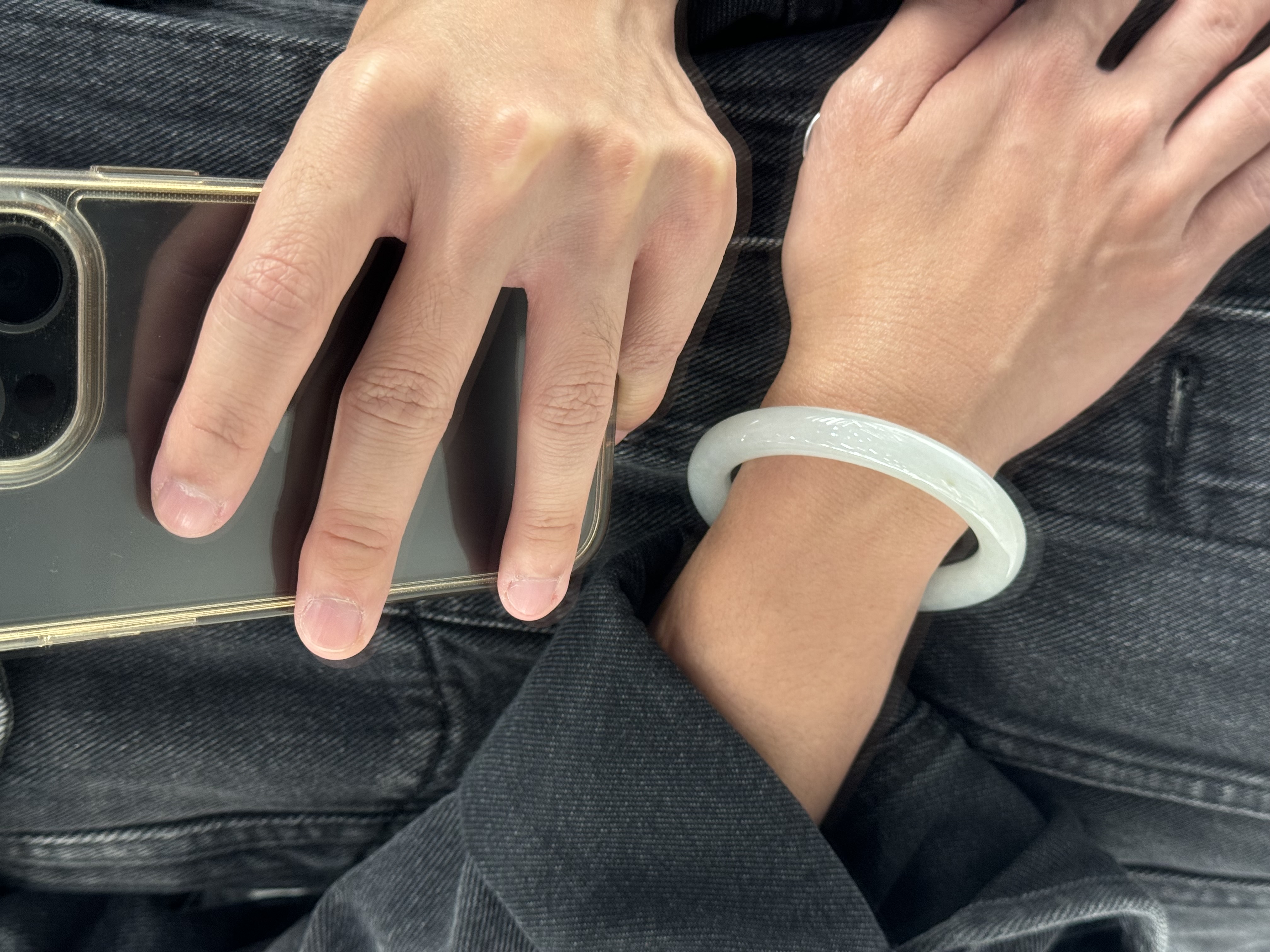Glazed Moonlight Jadeite Bangle 54mm