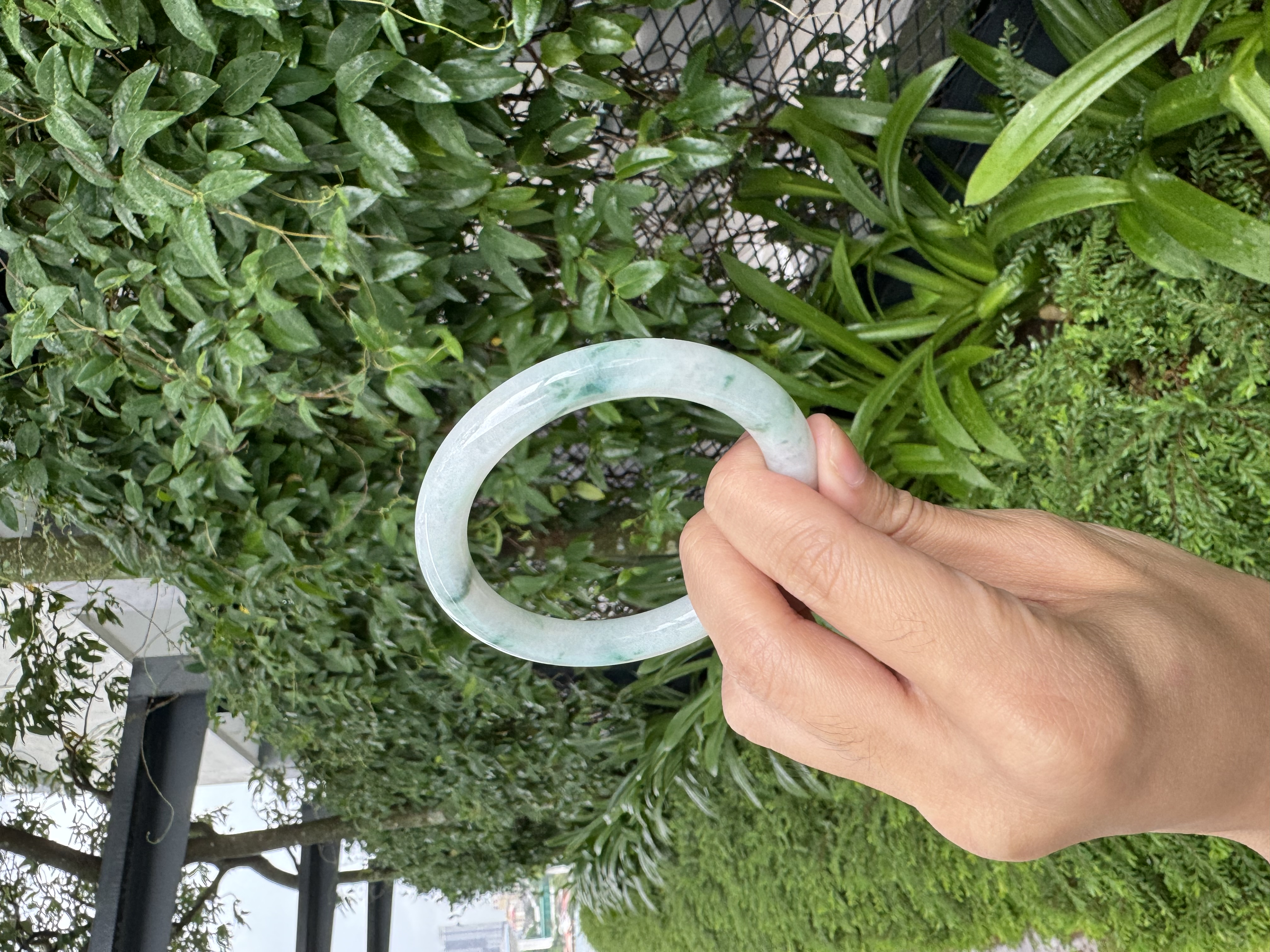 Green Floral Jadeite Bangle 55.8mm