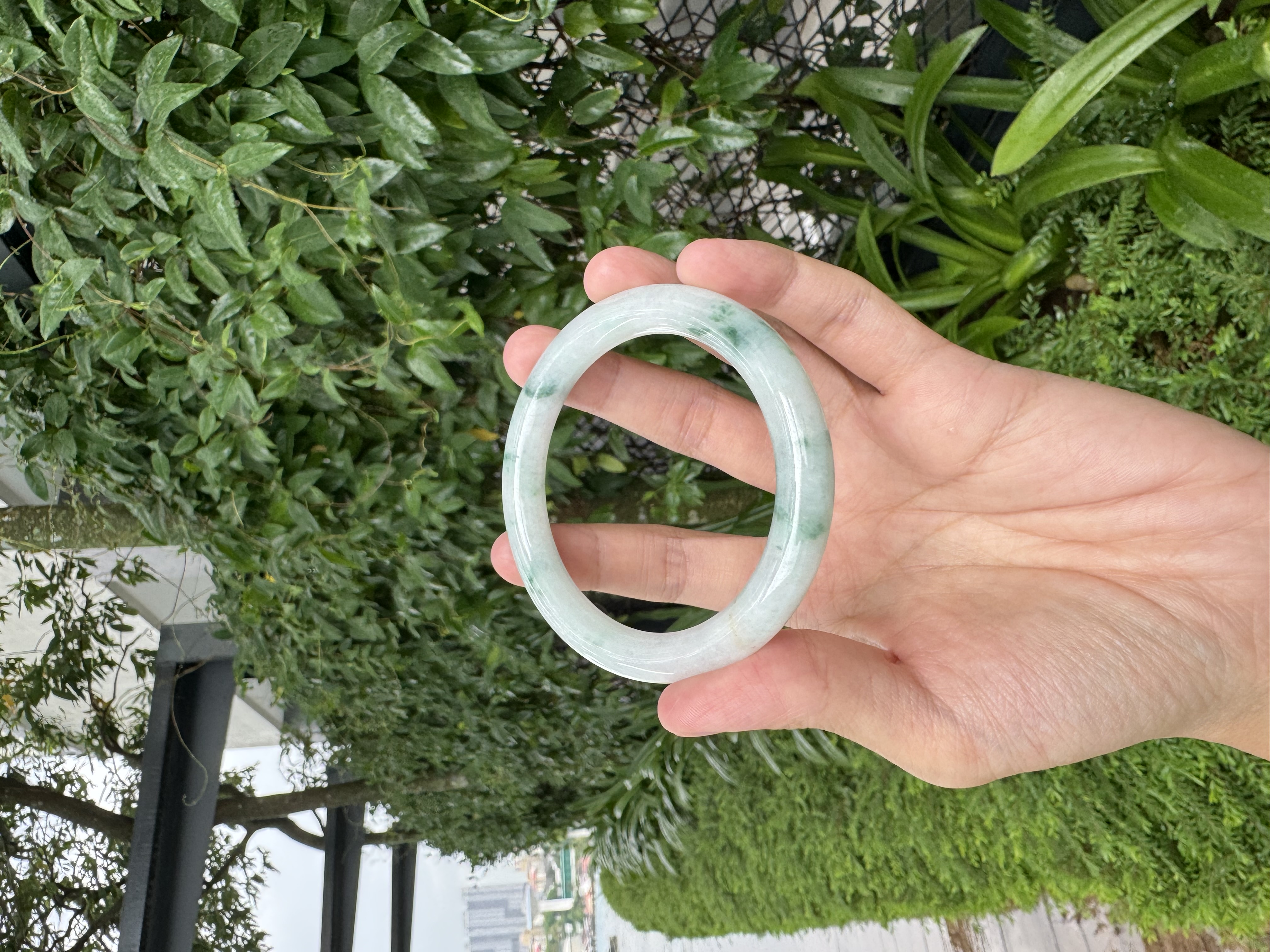 Green Floral Jadeite Bangle 55.8mm