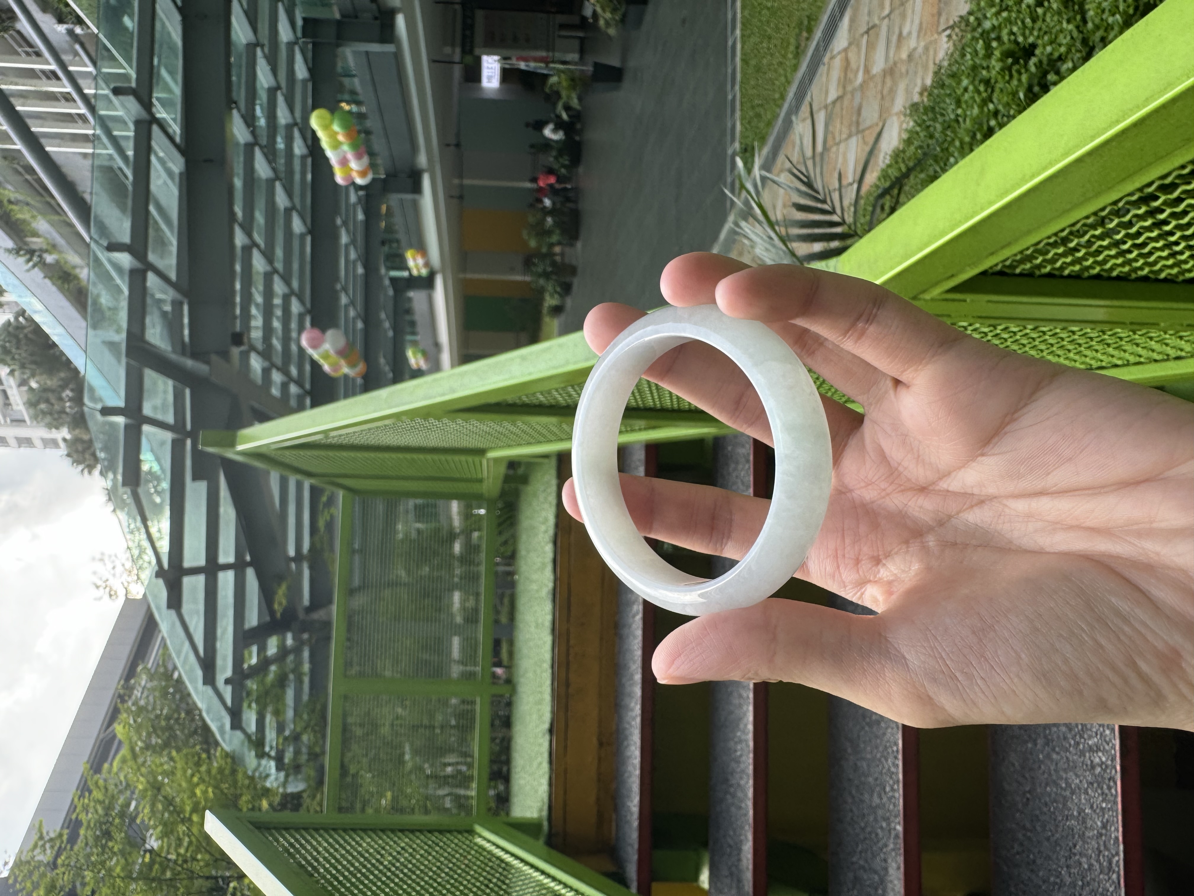 Milky White Jadeite Bangle 53.5mm