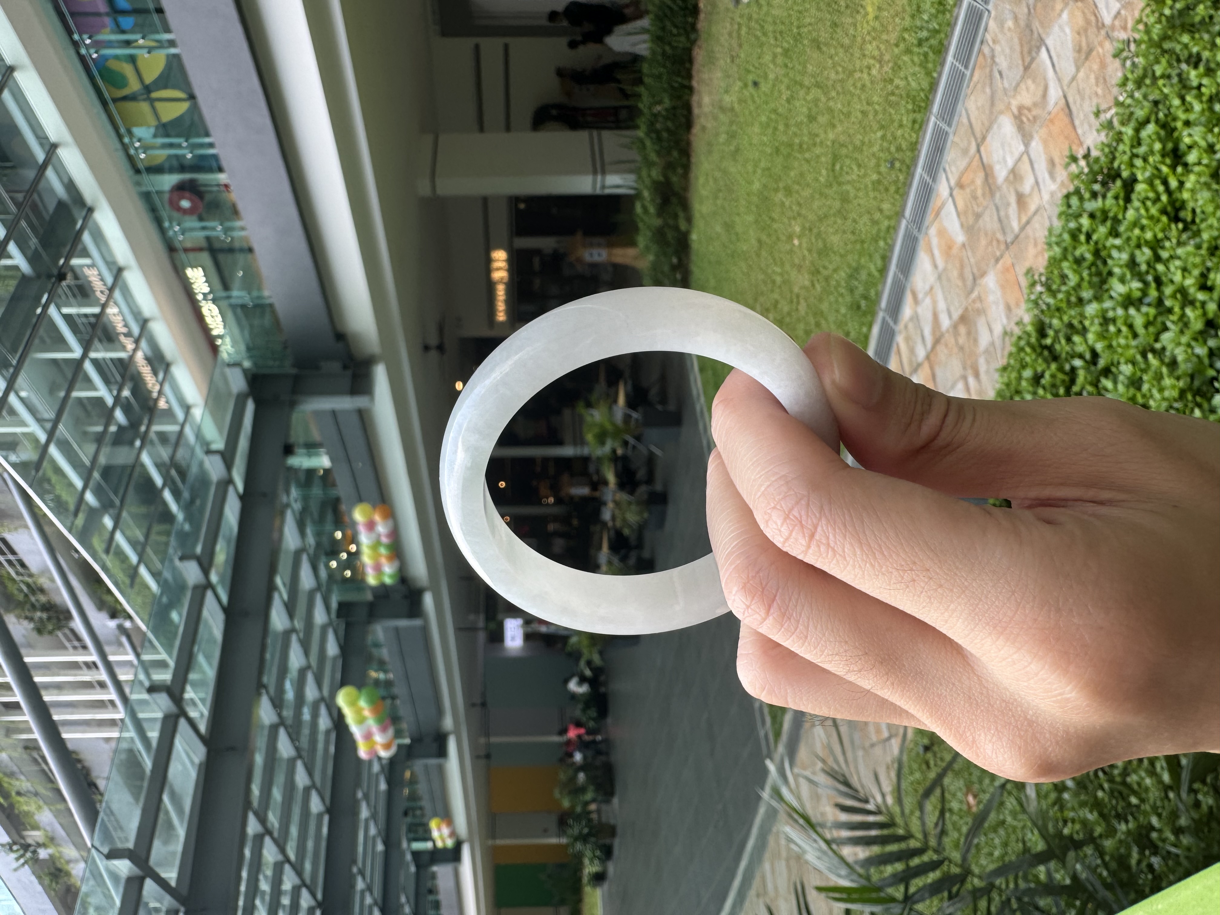 Milky White Jadeite Bangle 53.5mm