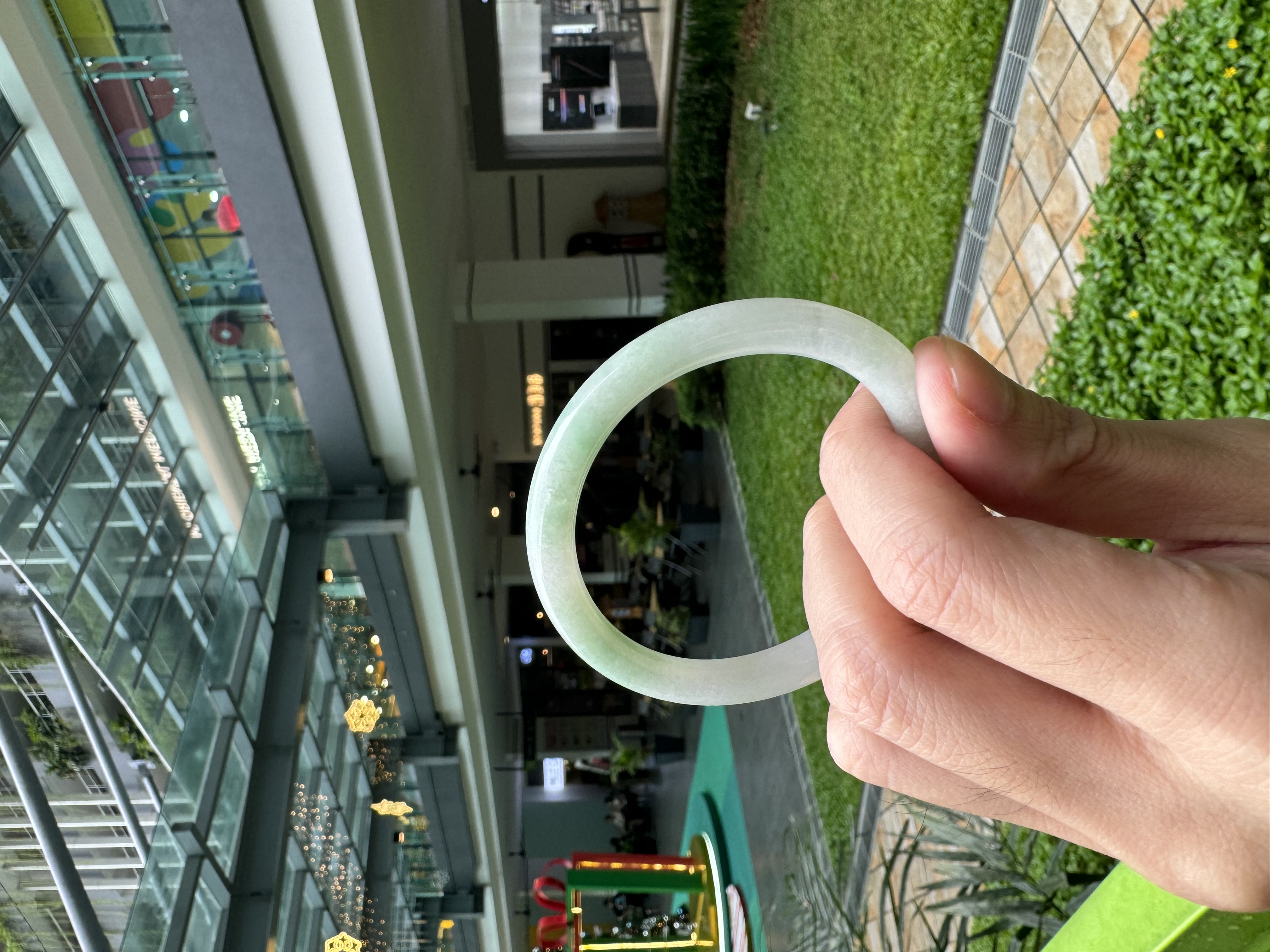 Apple Green Oval Jadeite Bangle 53mm