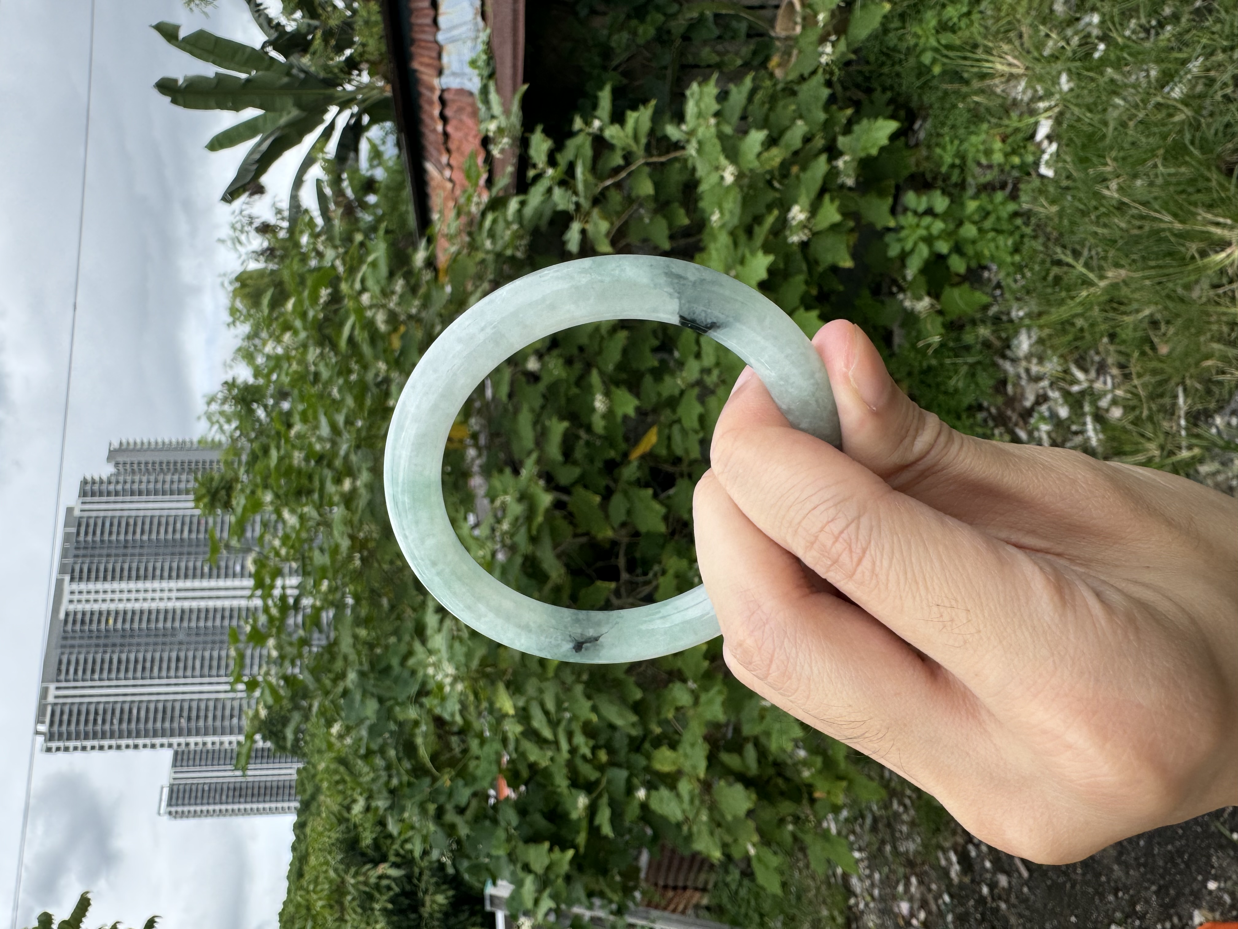 Green Floral Jadeite Bangle 56.5mm