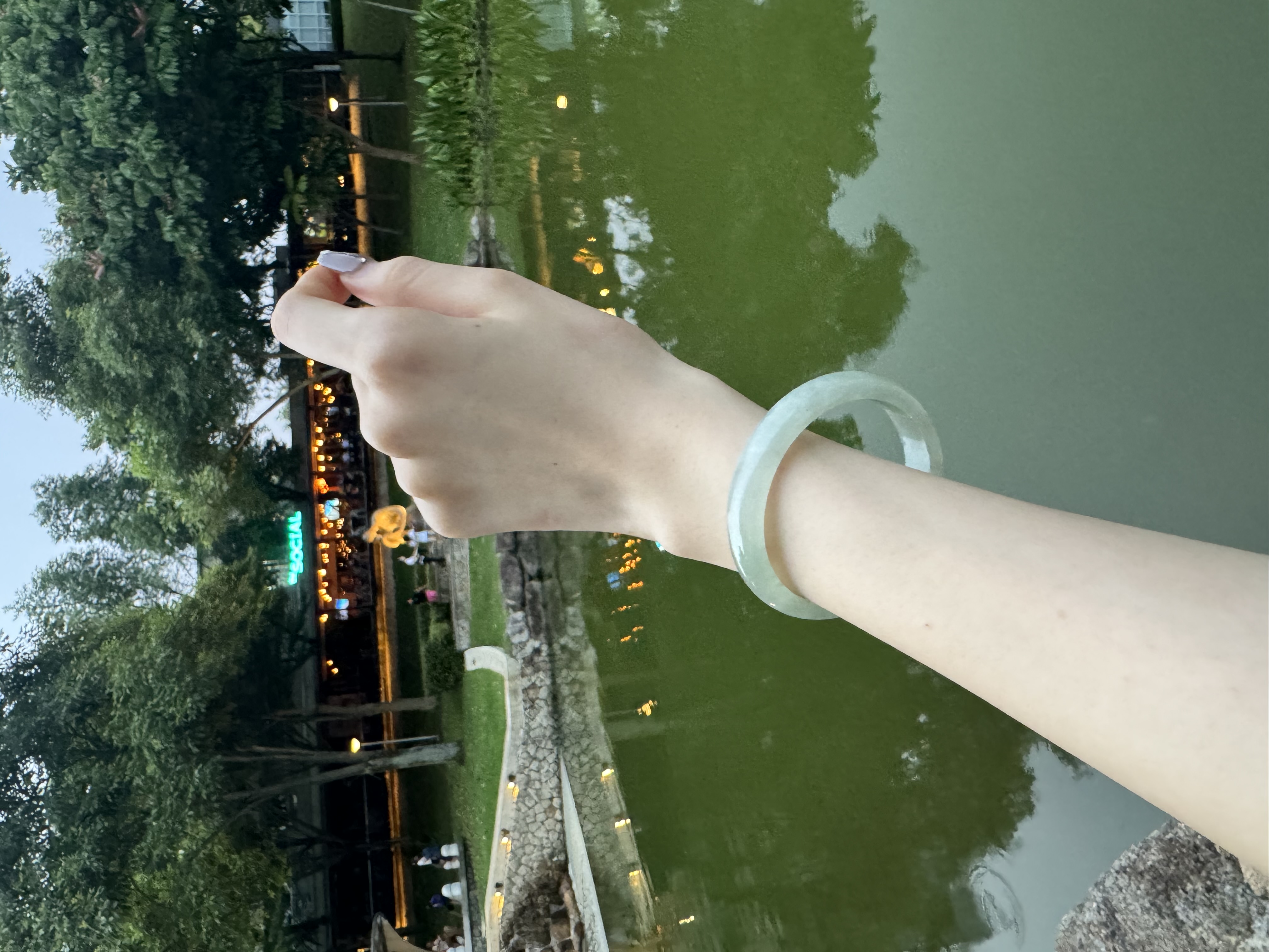 Grape Green Jadeite Bangle 50.5mm