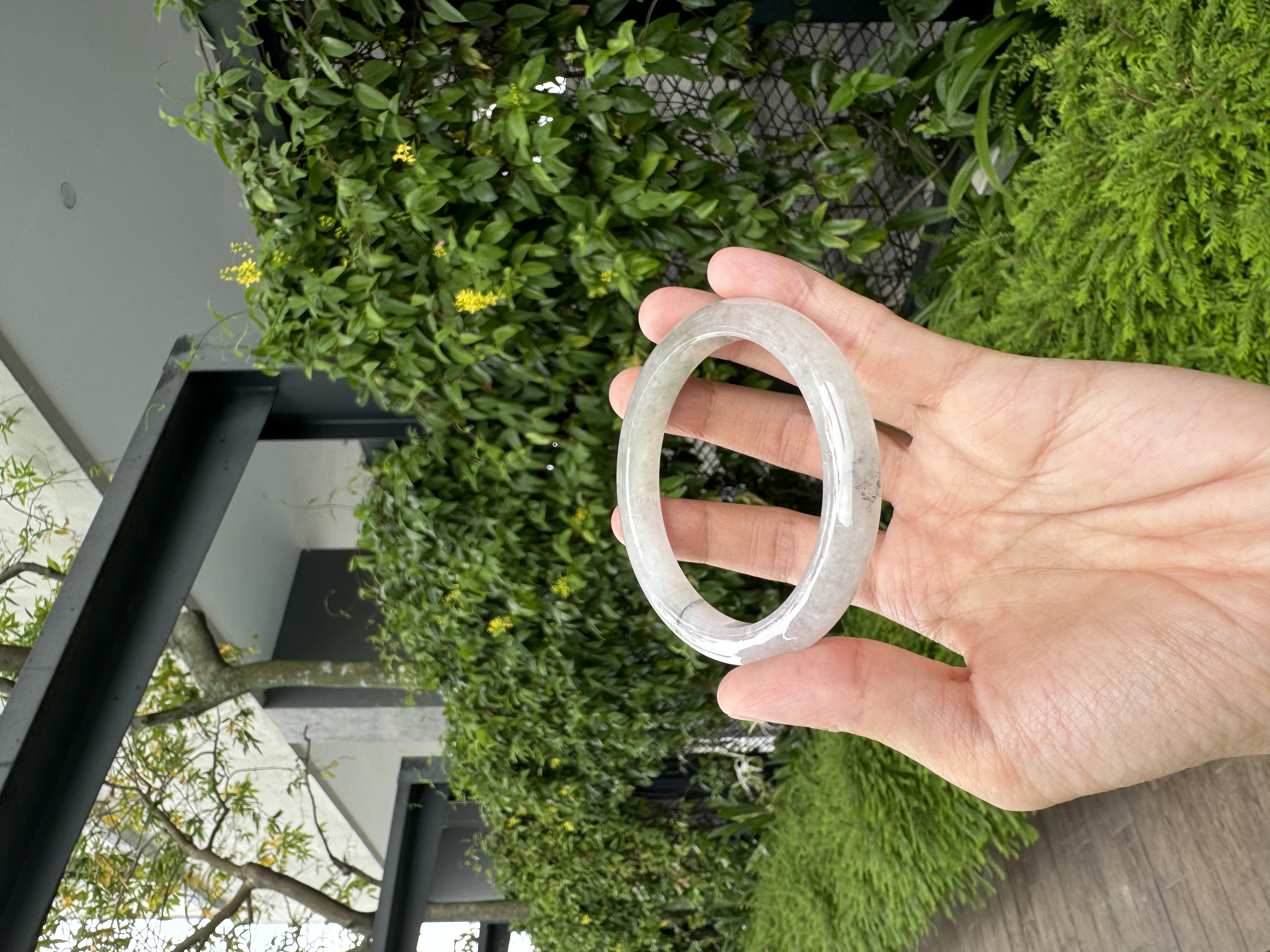 Icy White Wuji Jadeite Bangle 57mm
