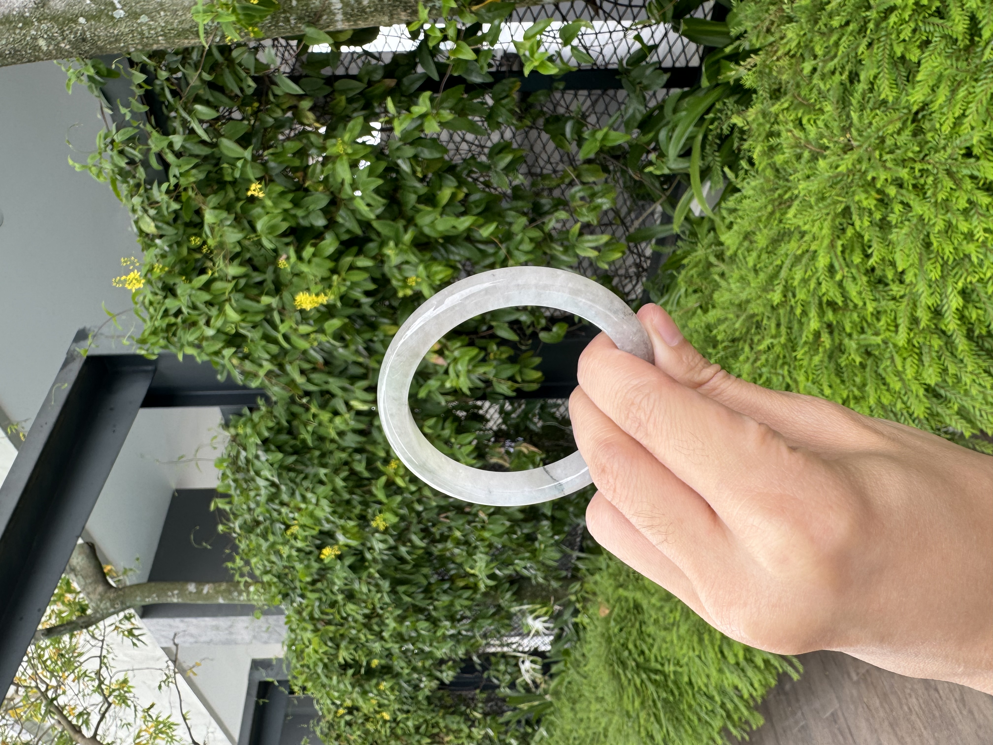 Icy White Wuji Jadeite Bangle 57mm