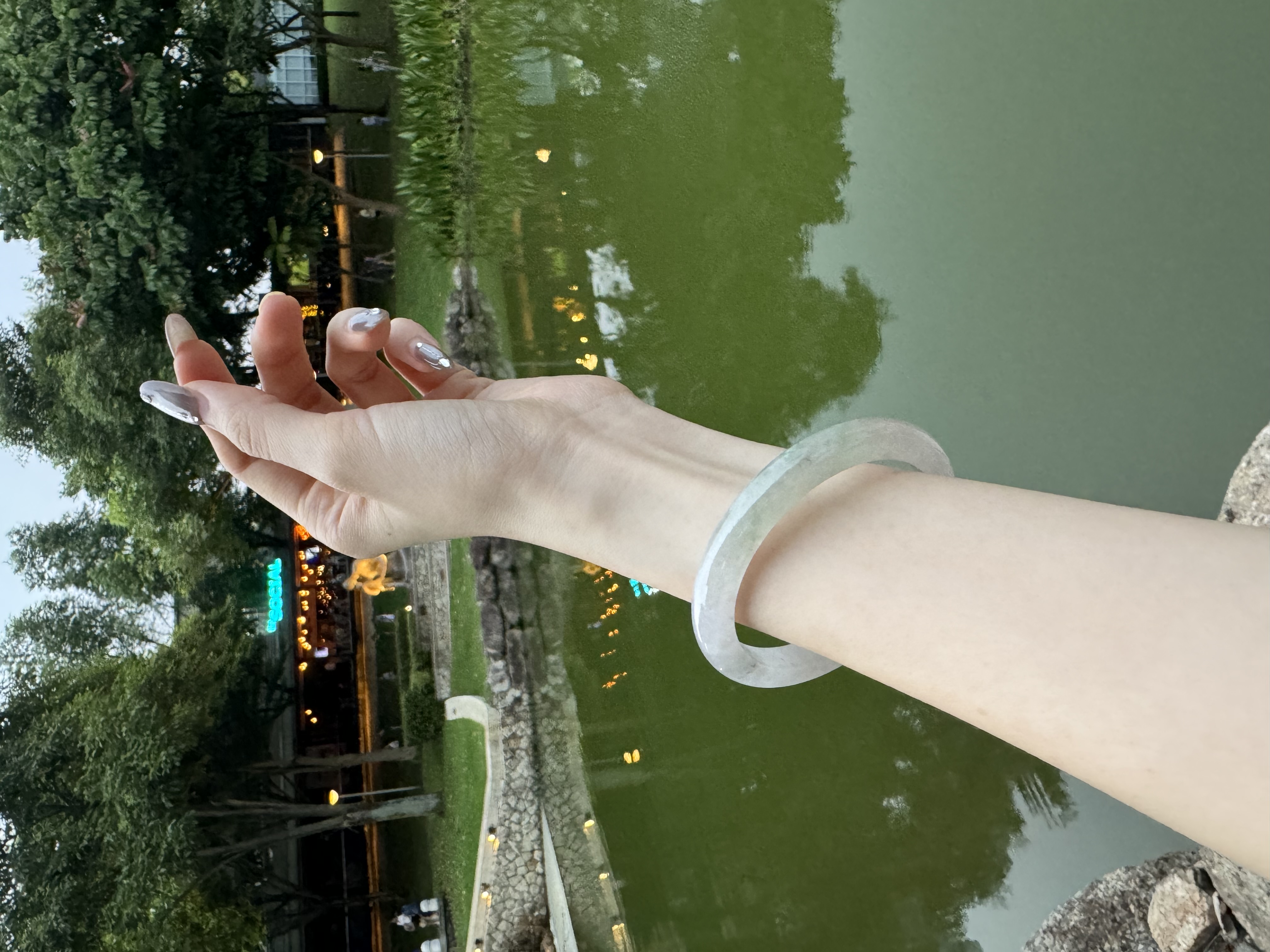 Icy White Wuji Jadeite Bangle 57mm