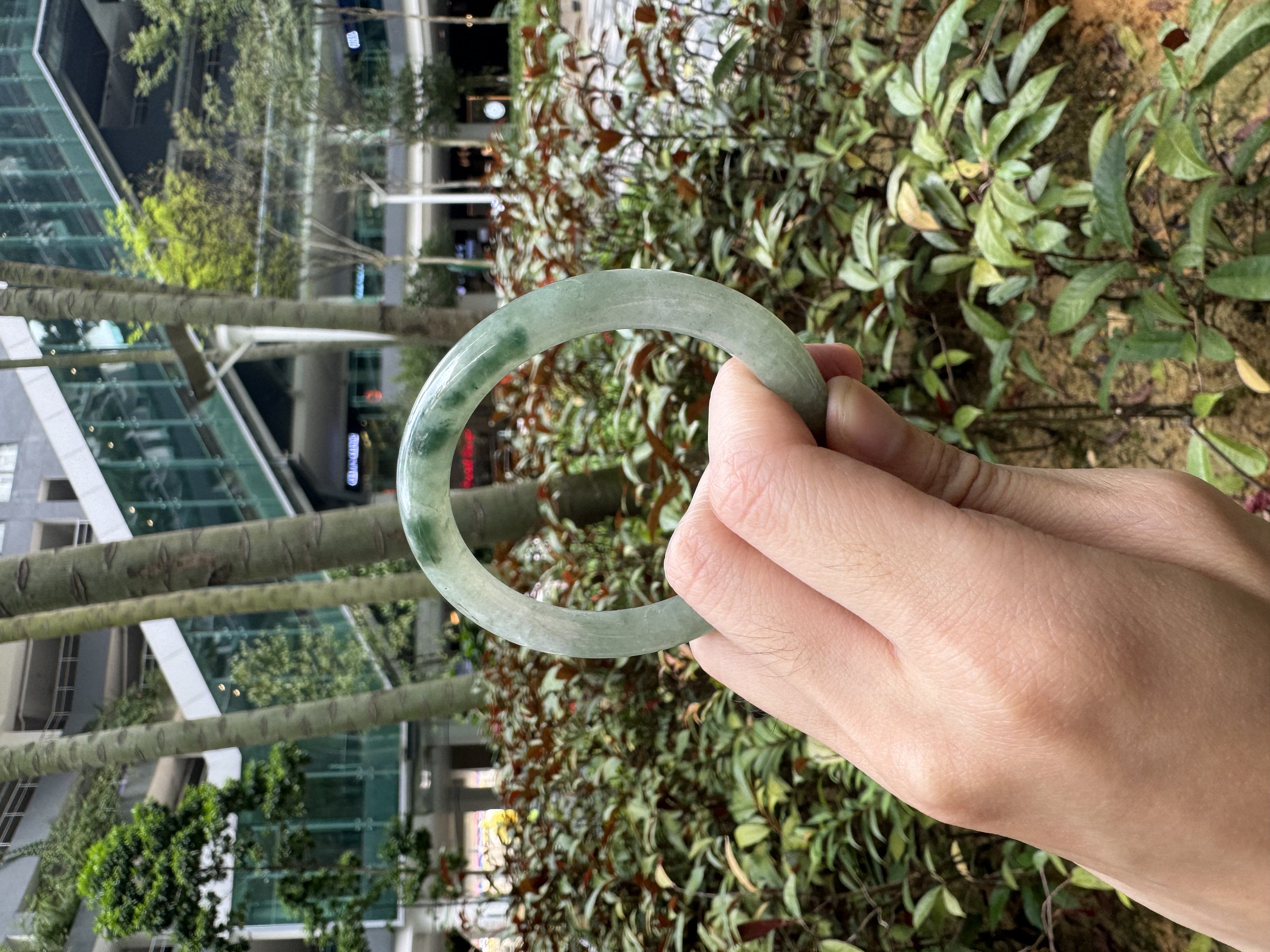 Green Floral Jadeite Bangle 52.5mm